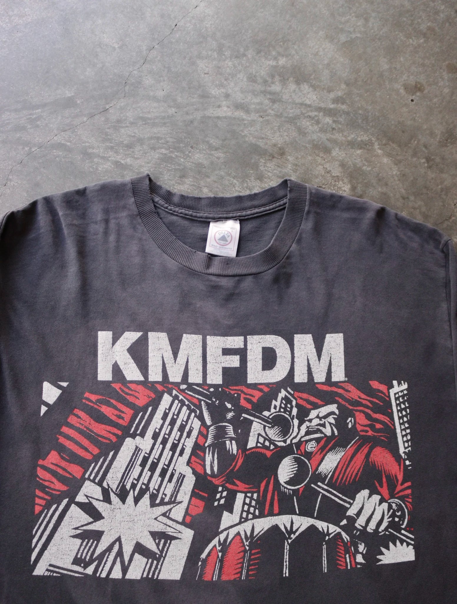 1990S SUN FADED DISTRESSED KMFDM TEE
