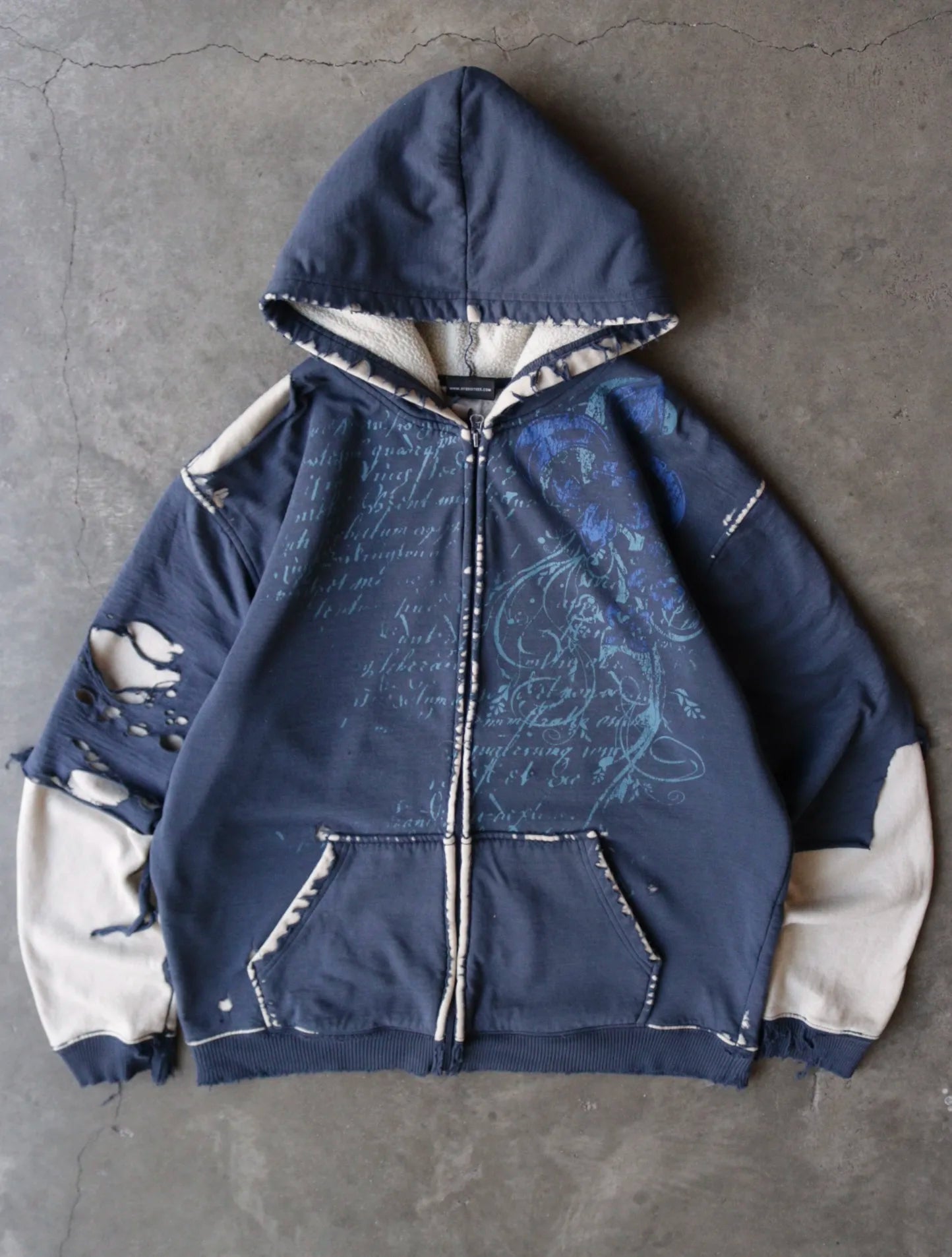 2000S FADED THRASHED POEM HOODED SWEATSHIRT