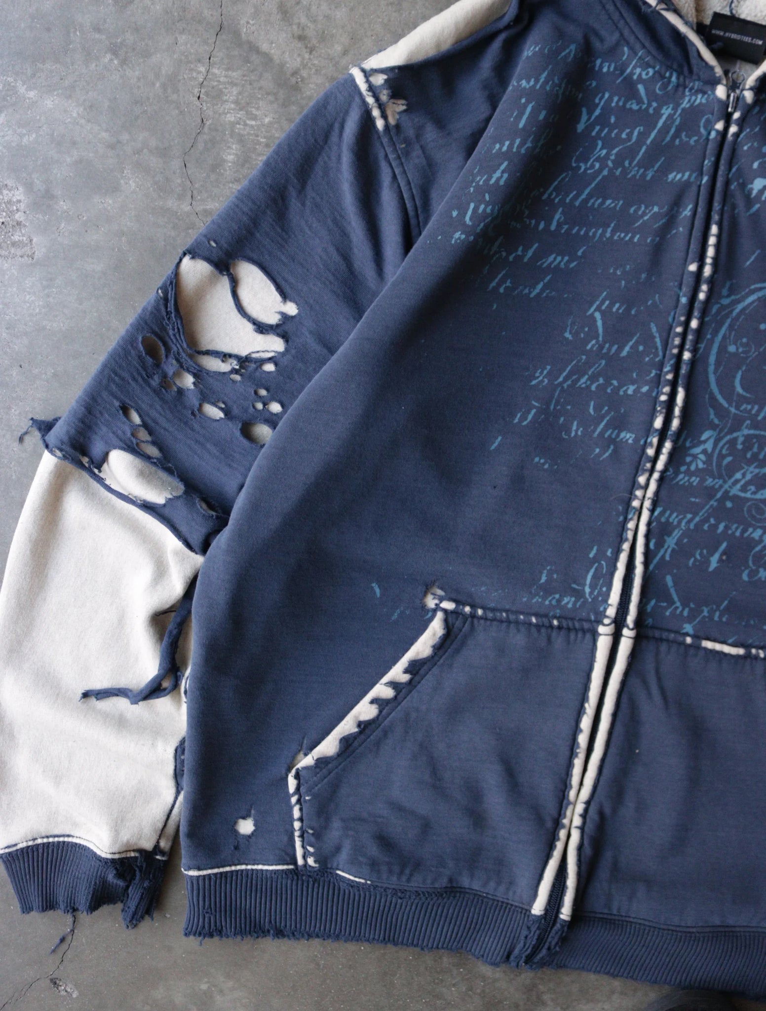 2000S FADED THRASHED POEM HOODED SWEATSHIRT