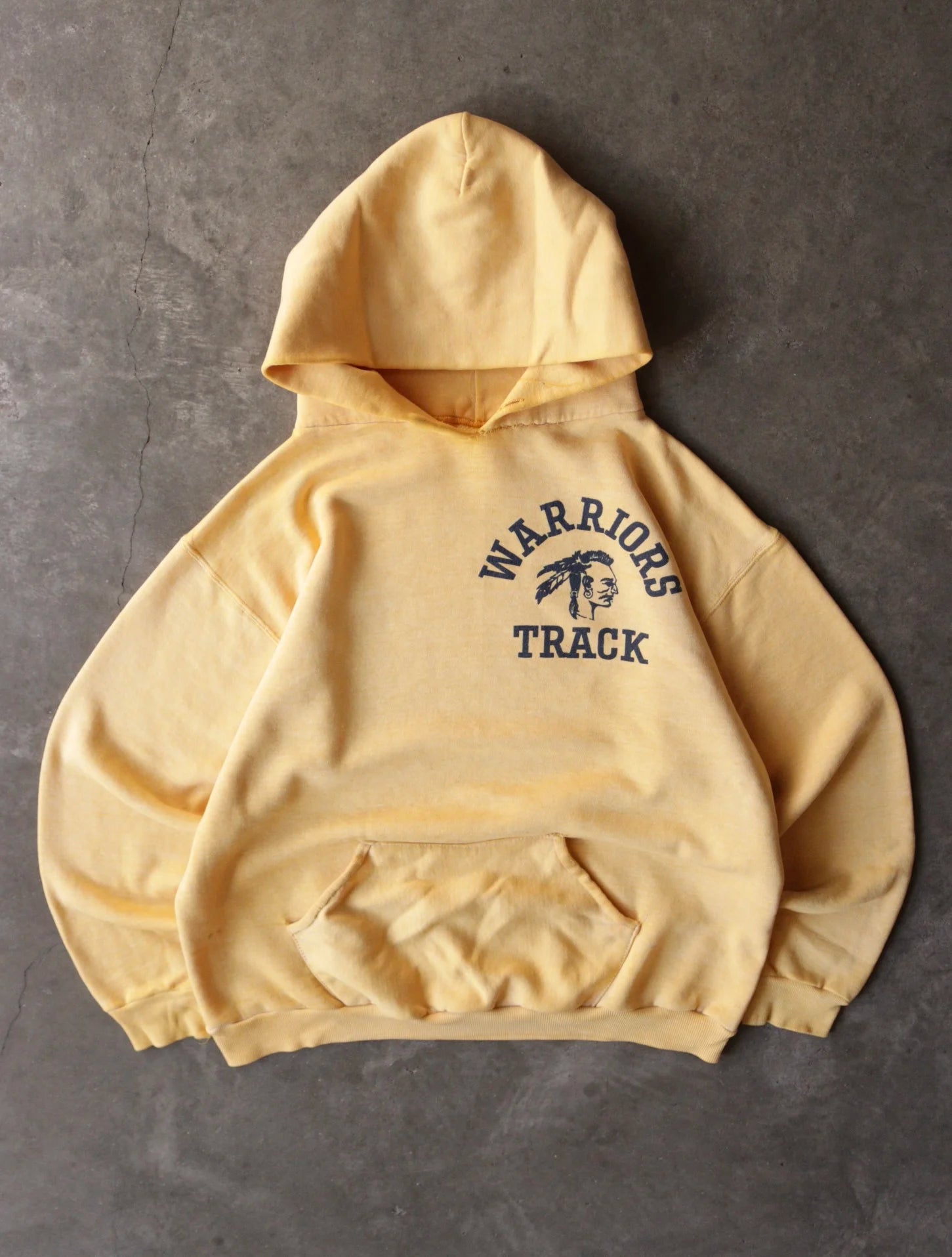 1970S YELLOW TRACK HOODED SWEATSHIRT