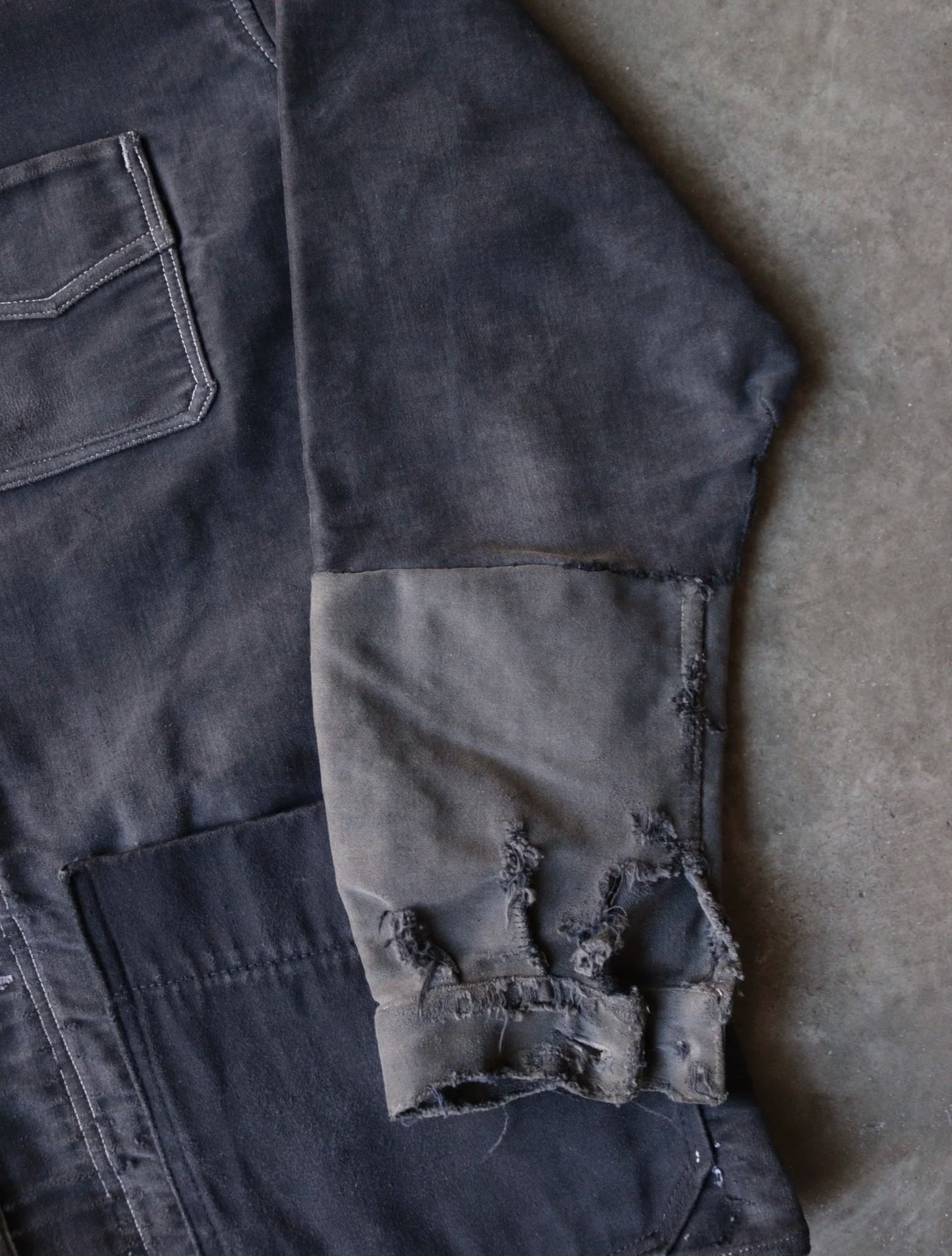 1940S REPAIRED AND FADED MOLESKIN JACKET