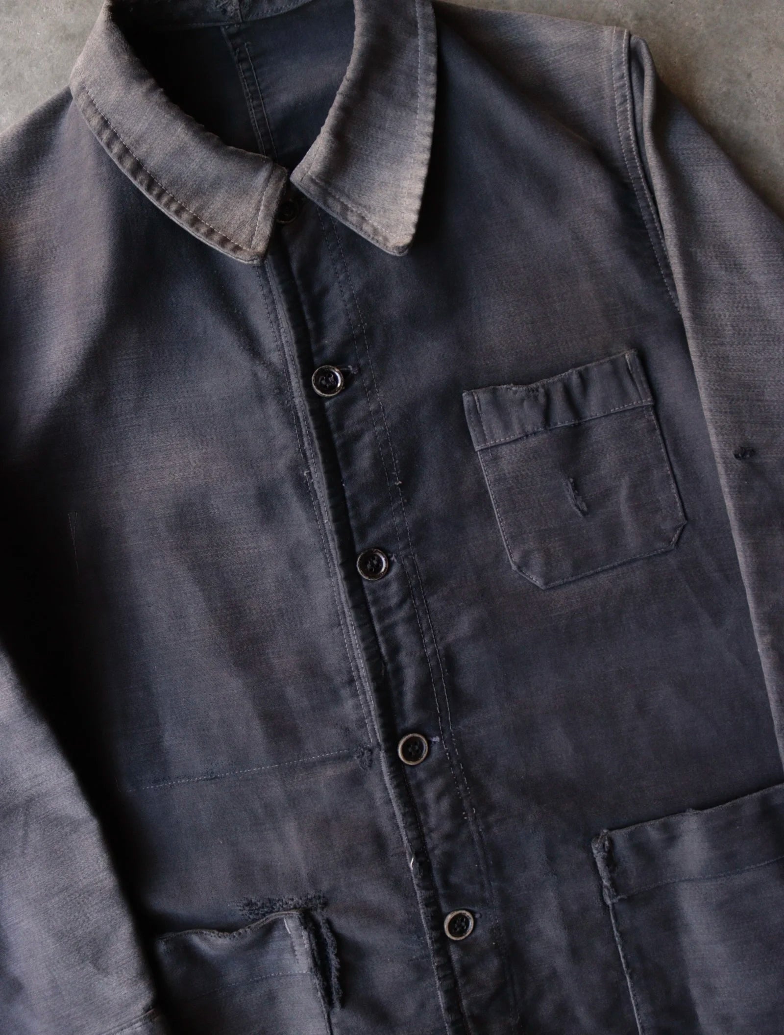 1940S FADED REPAIRED MOLESKIN JACKET – TWO FOLD