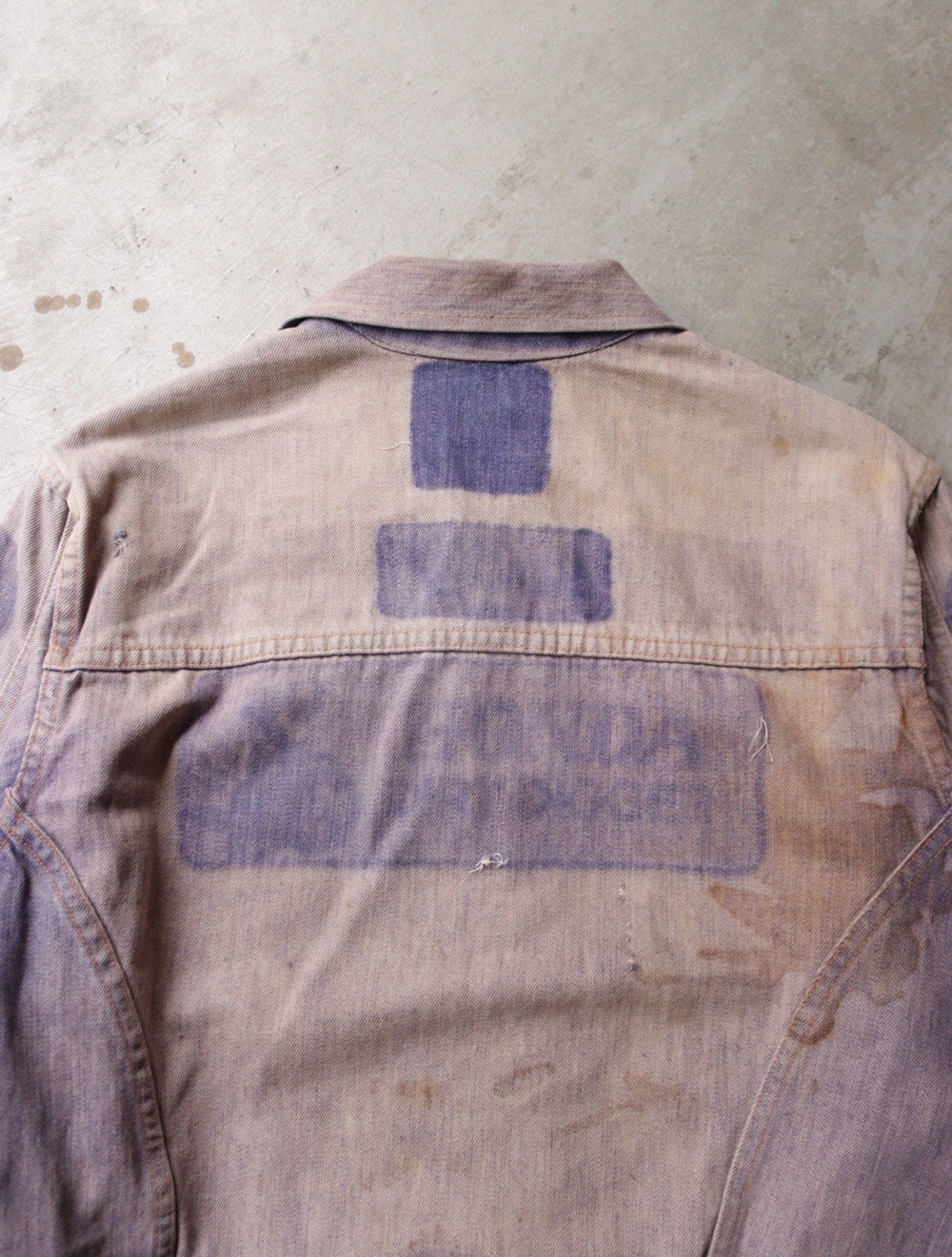 1970S FADED PURPLE DENIM PATCHED JACKET - TWO FOLD
