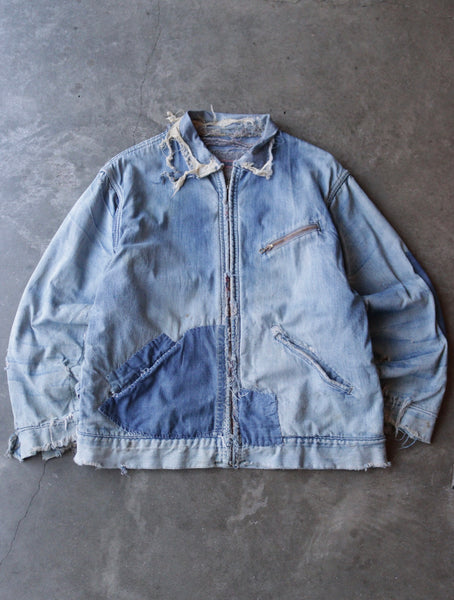 1950S FADED DENIM REPAIRED BLANKET LINED JACKET – TWO FOLD