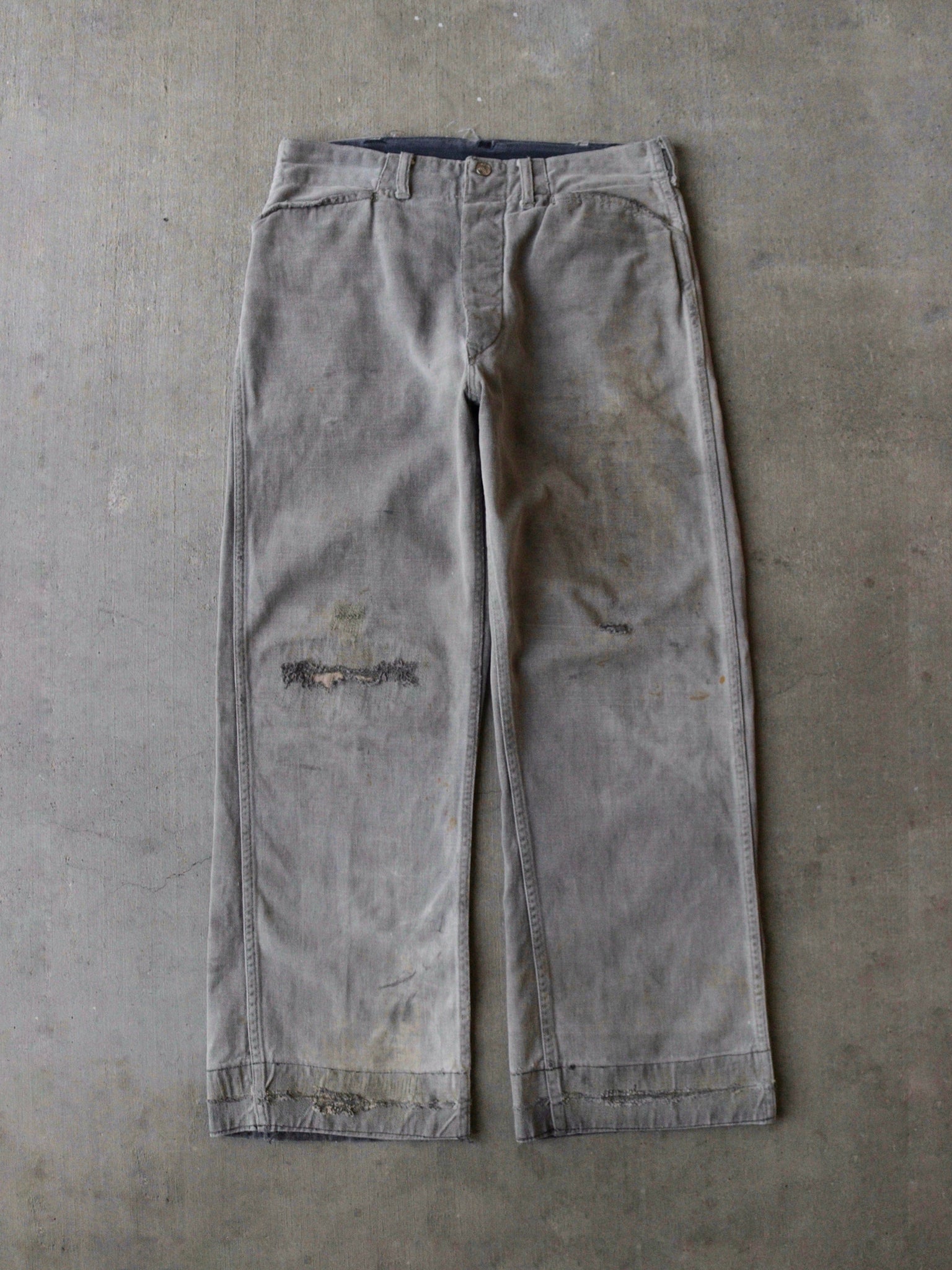 1940s Lee Can't Bust 'Em 'Friko Jeens' Faded & Repaired Work Pants - 32