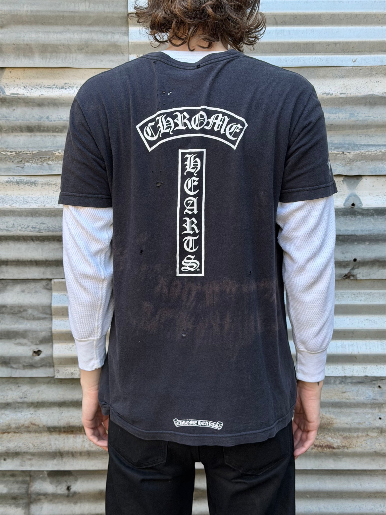 2000S CHROME HEARTS FADED TEE + THERMAL L/S