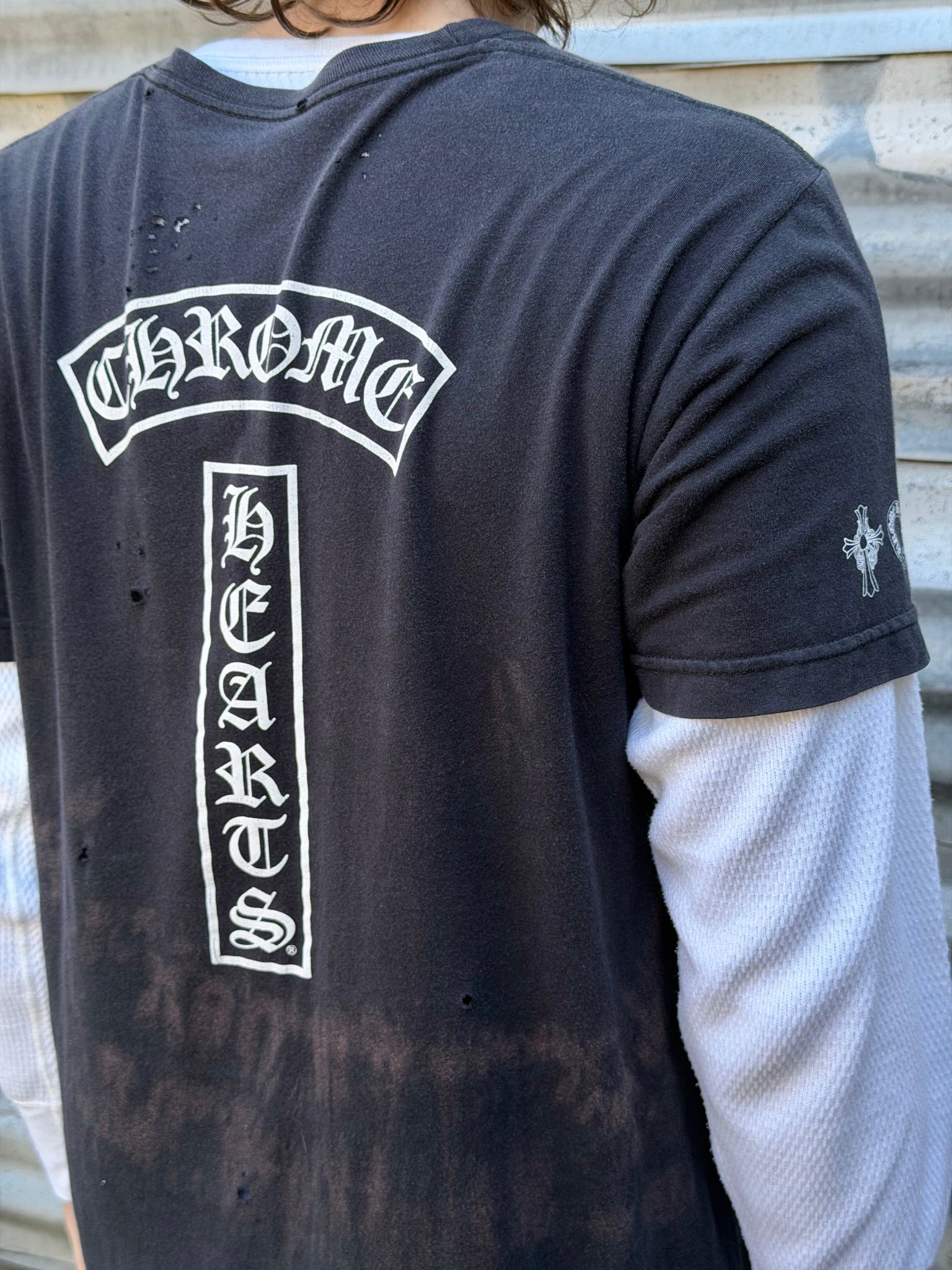 2000S CHROME HEARTS FADED TEE + THERMAL L/S
