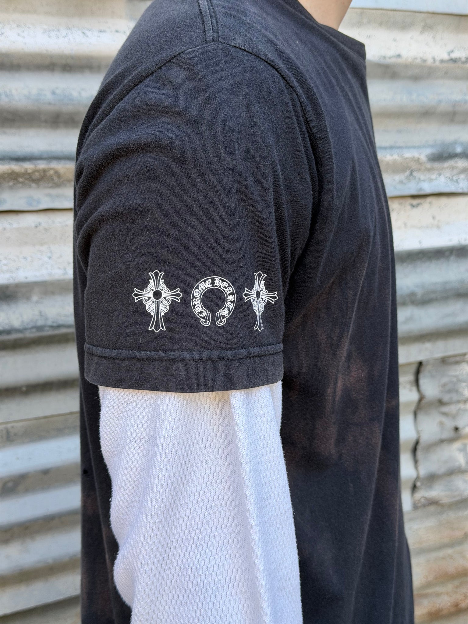 2000S CHROME HEARTS FADED TEE + THERMAL L/S