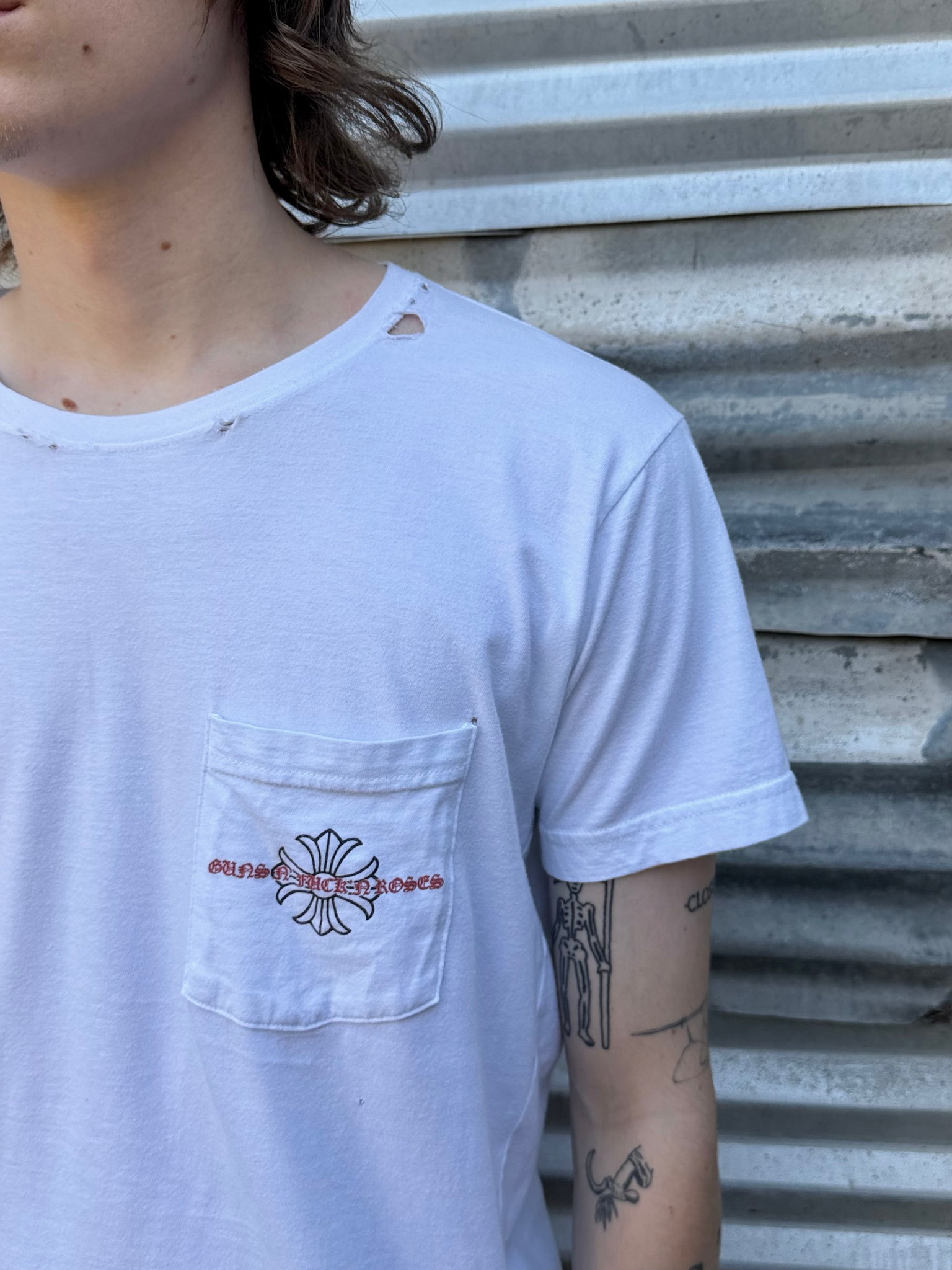 2000S CHROME HEARTS GUNS N ROSES DISTRESSED TEE