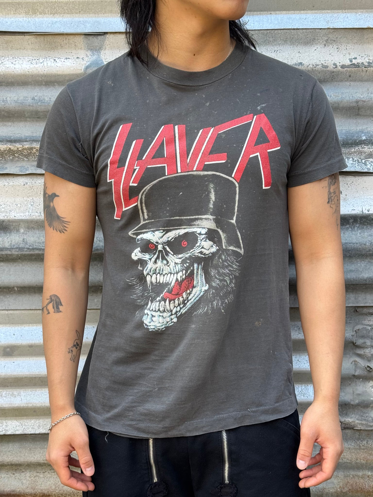 1980S SLAYER 'SLAYTANIC WEHRMECHT' FADED BAND TEE