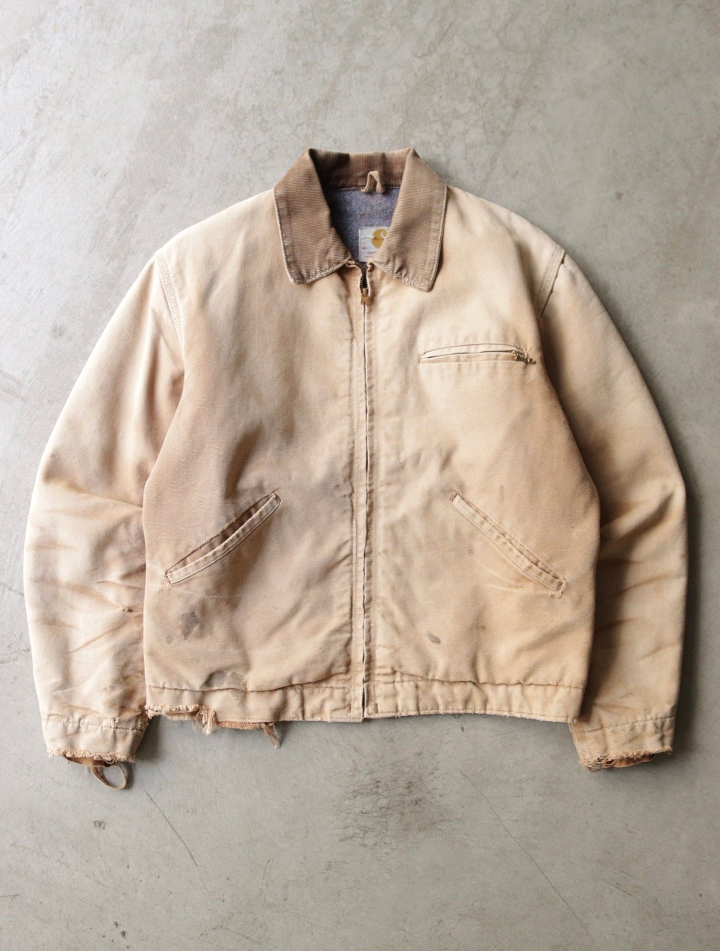 1980S BEIGE FADED CARHARTT DETROIT JACKET – TWO FOLD