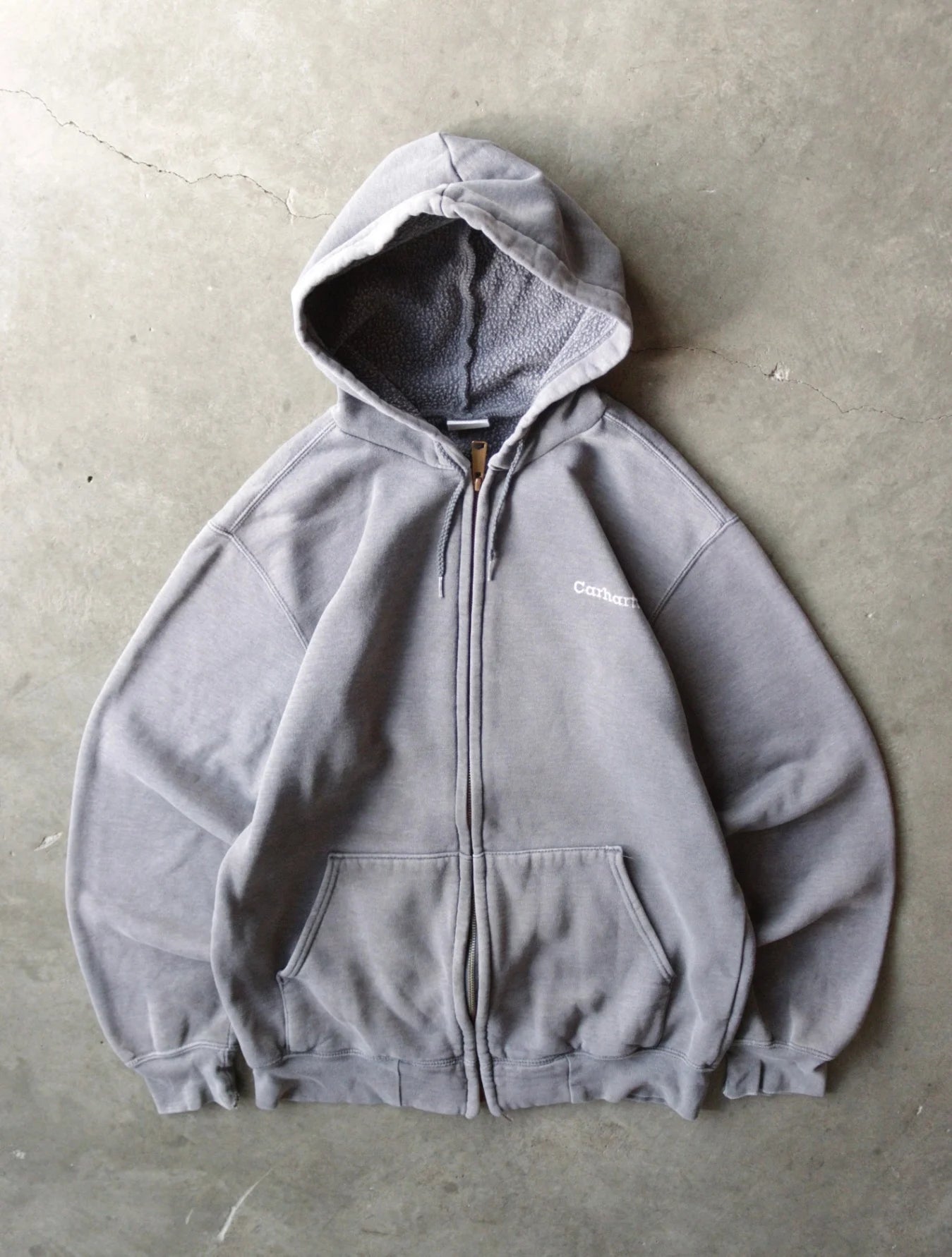 1990S CARHARTT FADED ZIP UP HOODED SWEATSHIRT