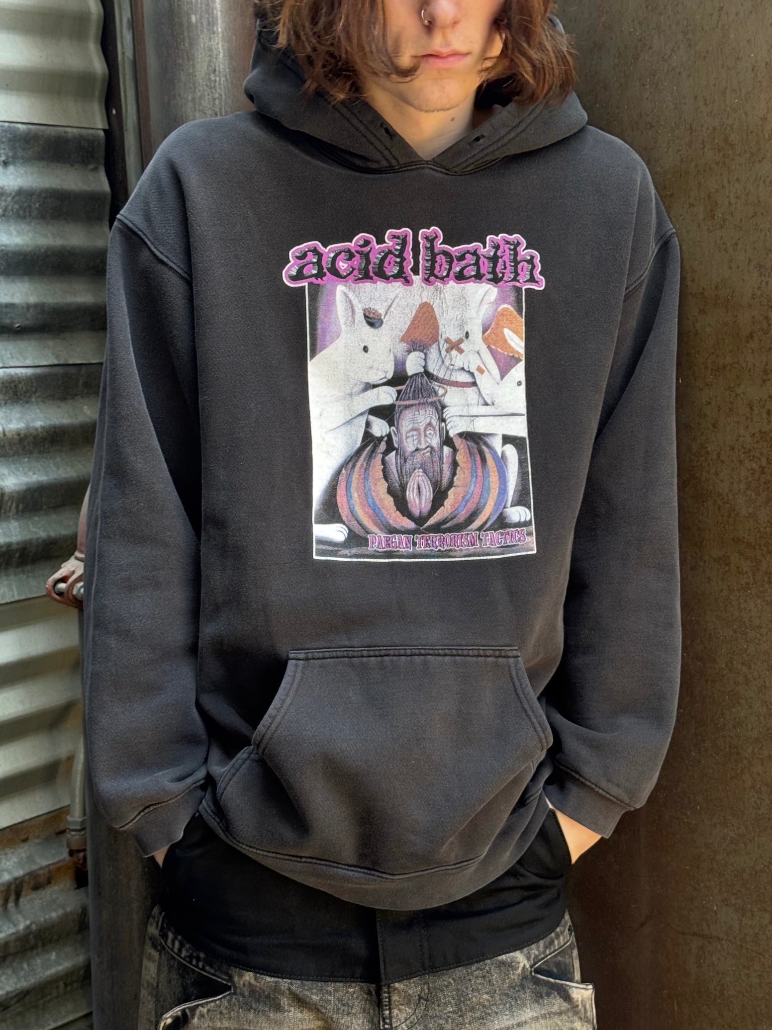 1990S ACID BATH PAEGAN TERRORISM BAND HOODED SWEATSHIRT