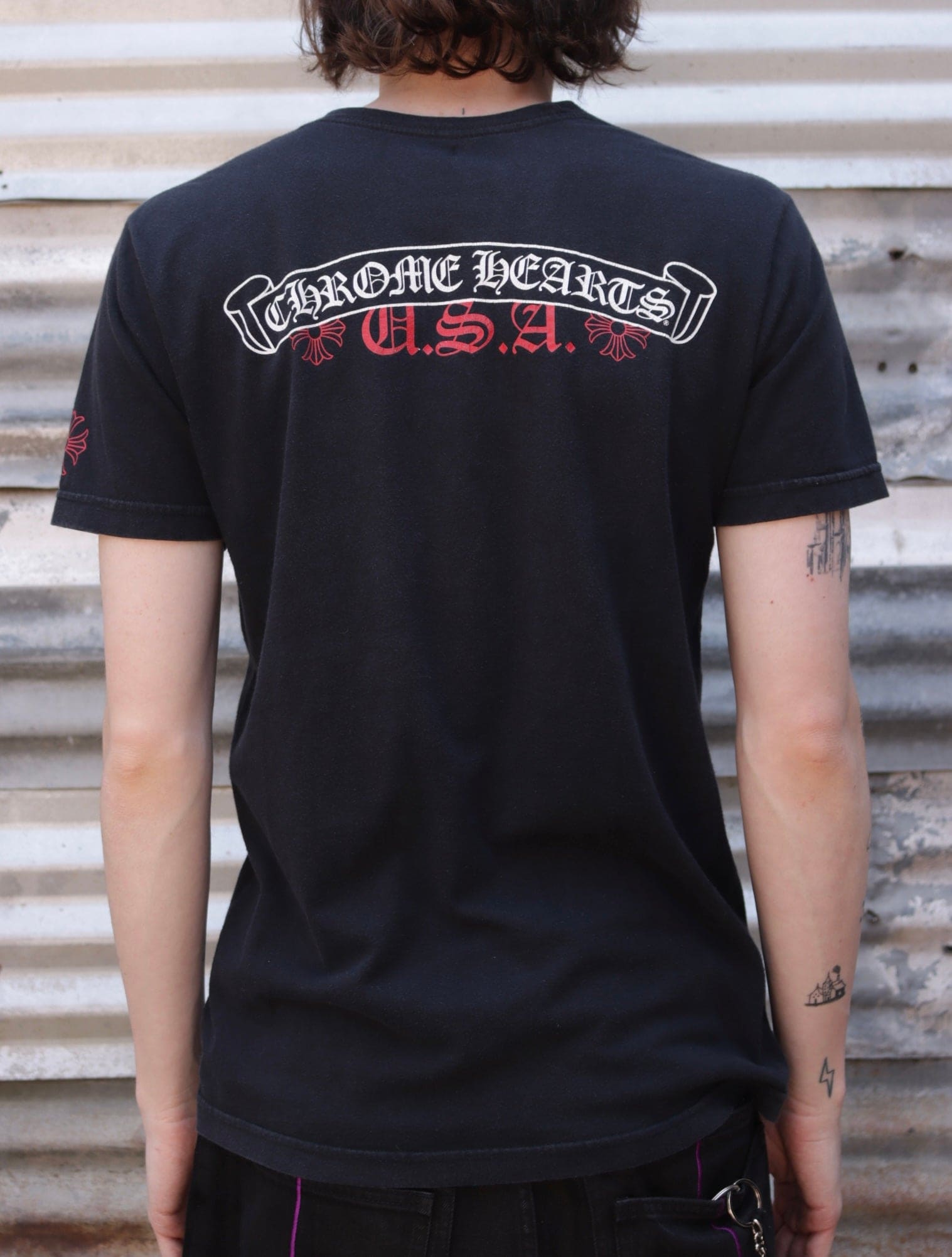 2000S RED CROSS CHROME HEARTS USA TEE