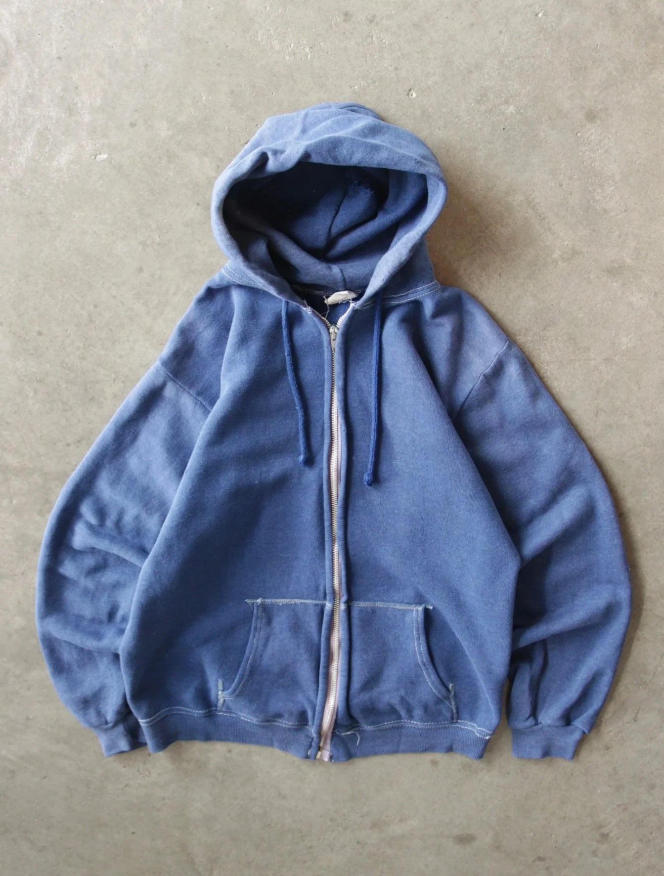 1980S BLUE ZIP UP HOODED SWEATSHIRT