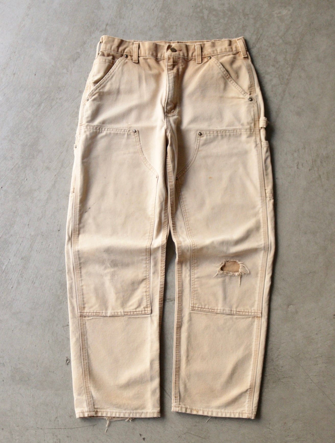 CARHARTT FADED DISTRESSED DOUBLE KNEE WORK PANTS