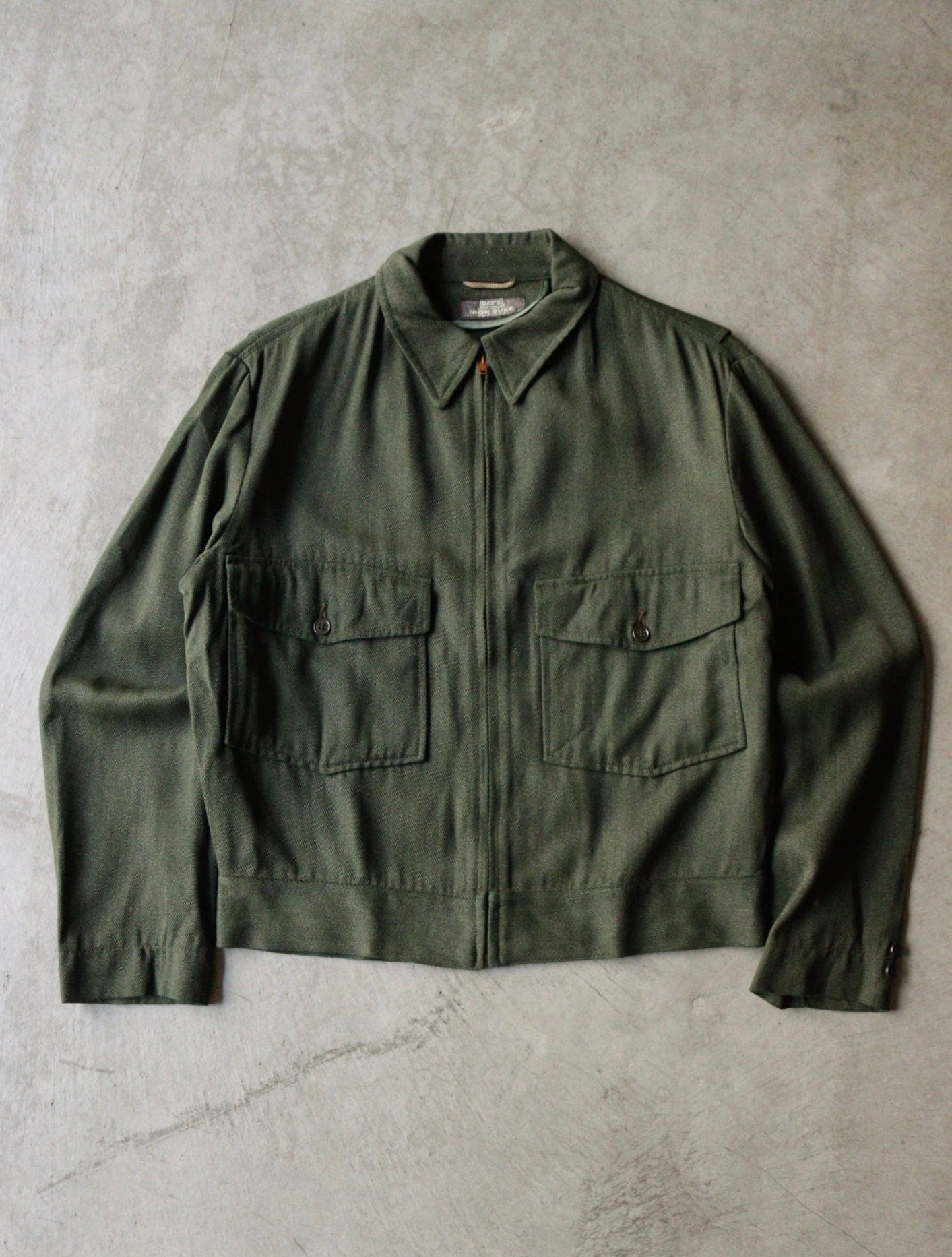 1940S 'DAYS' GREEN WHIPCORD BOXY WORK JACKET