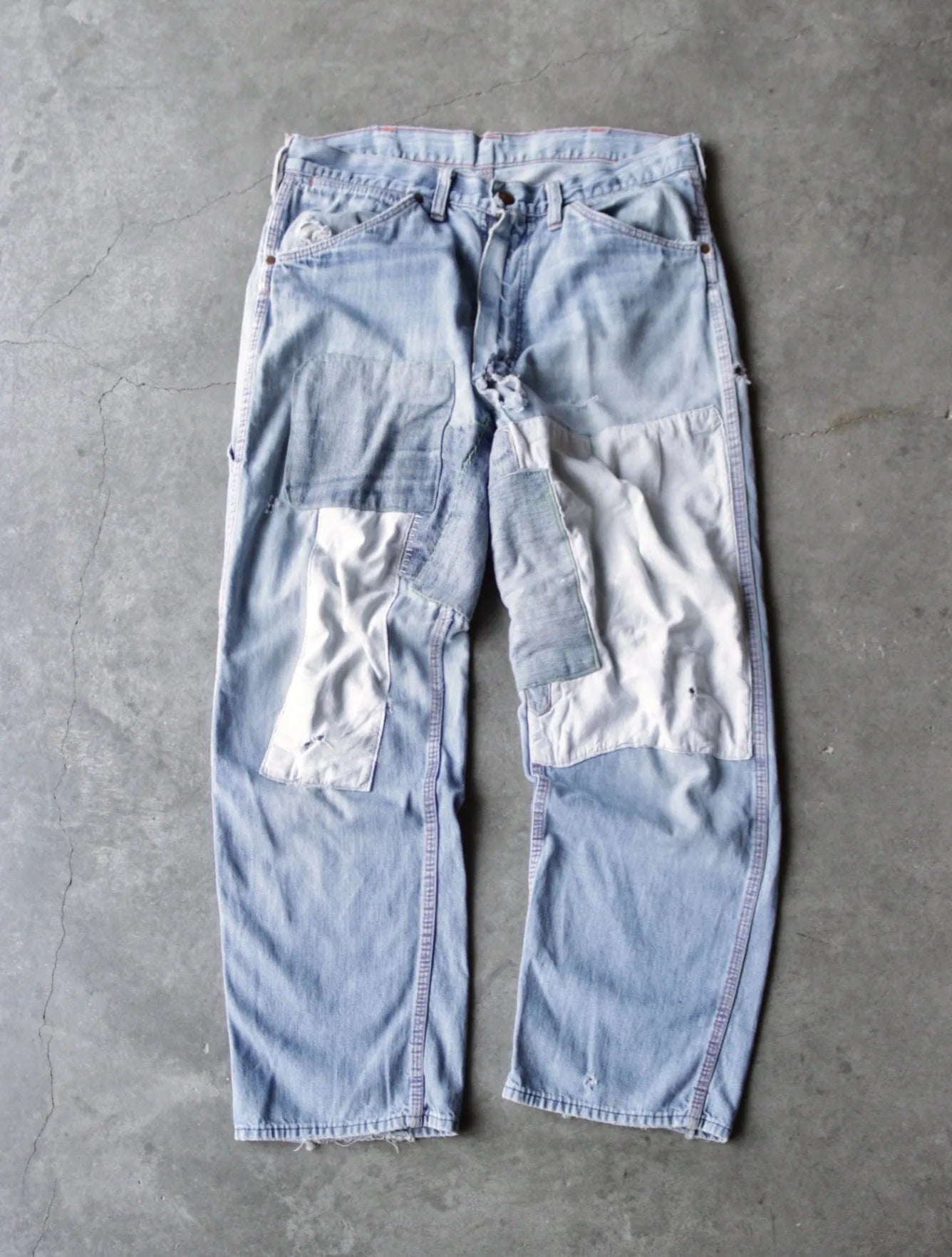 1980S PATCHED DENIM FARM PANTS