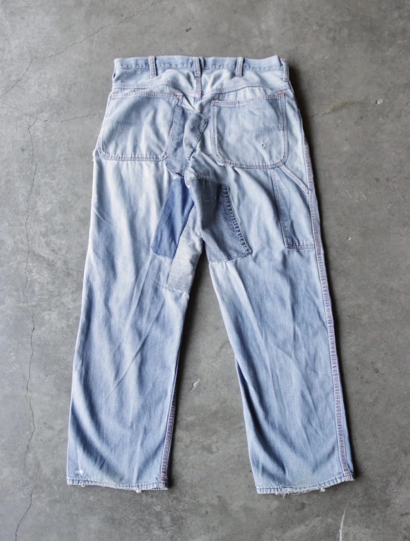 1980S PATCHED DENIM FARM PANTS