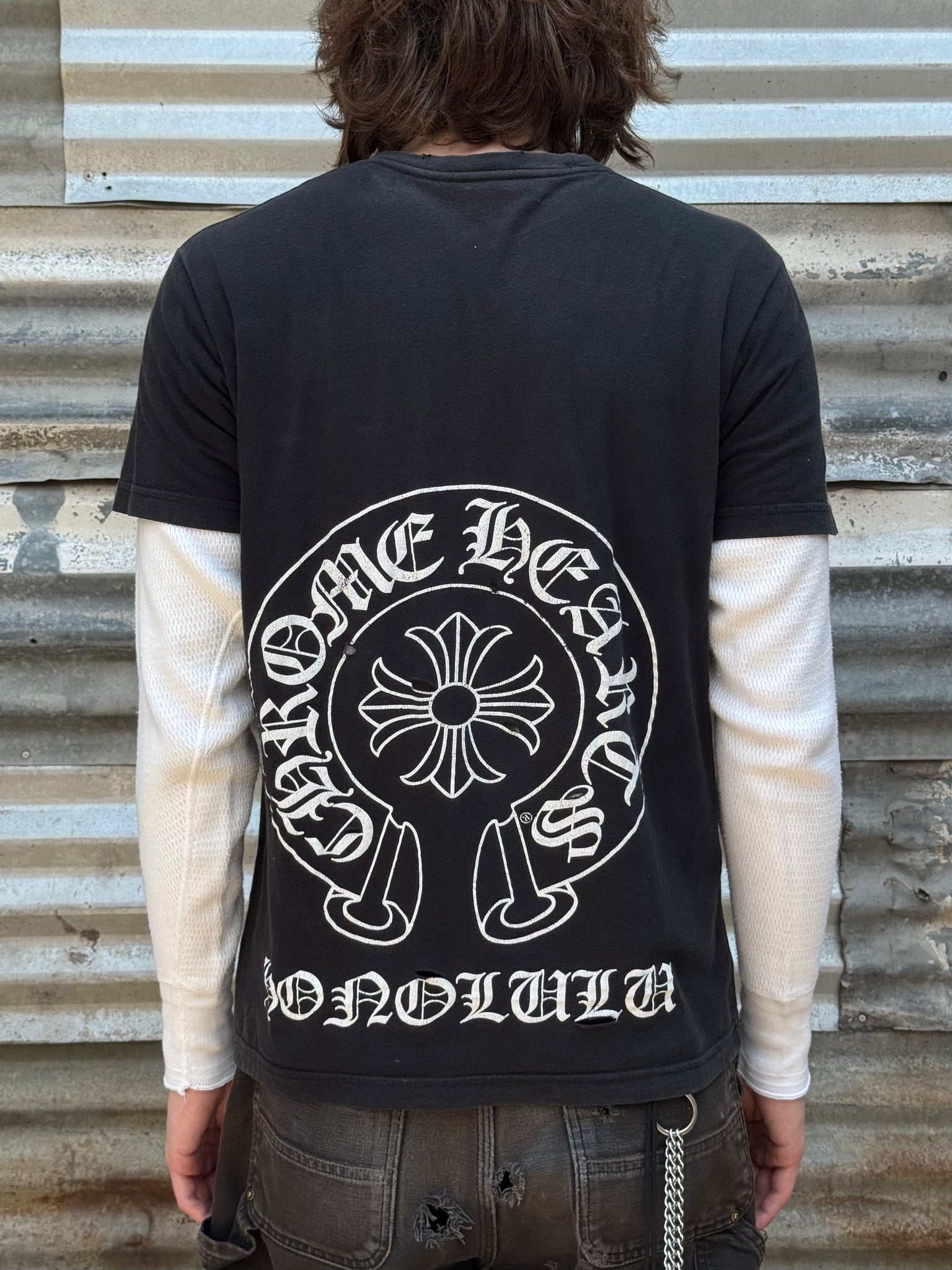 2000S CHROME HEARTS HONOLULU TEE + THERMAL SHIRT