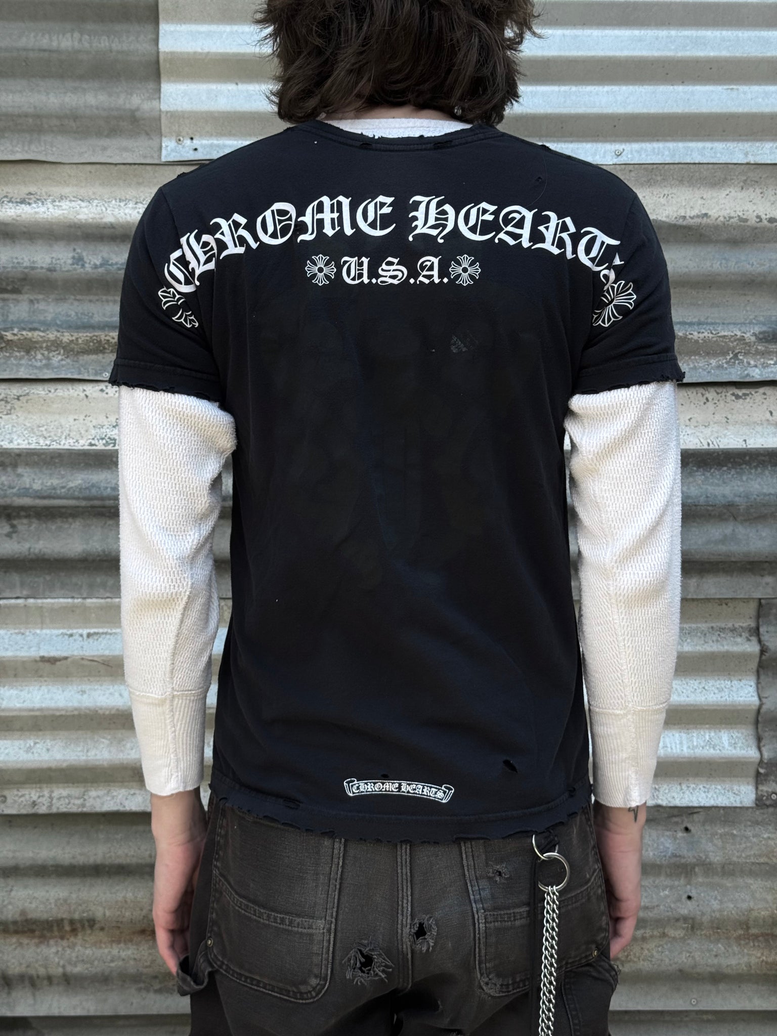 2000S CHROME HEARTS U.S.A TEE + THERMAL SHIRT