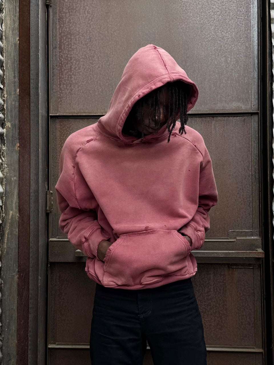 TWO FOLD X VELOUR EXPANSION GUSSET HOODED SWEATSHIRT