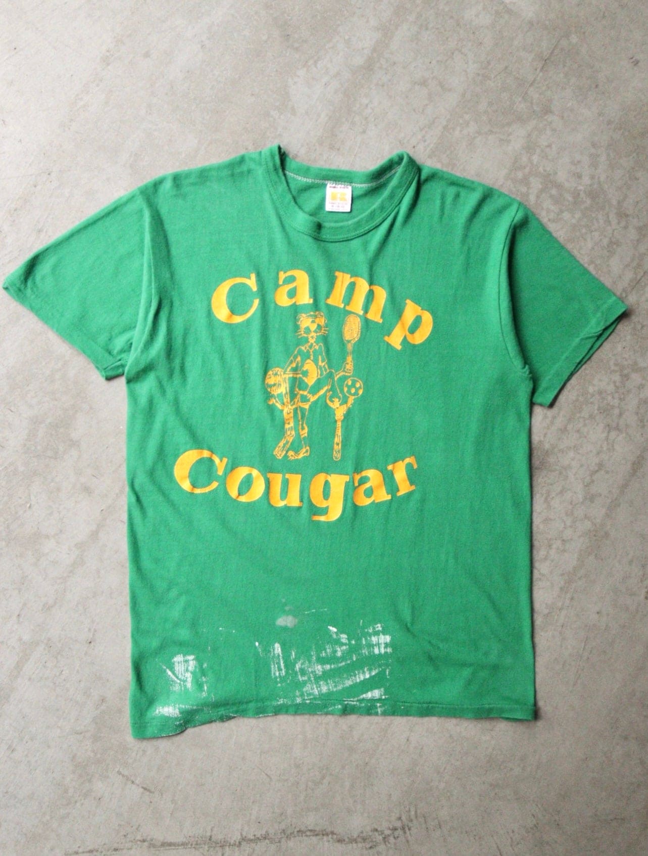 1970S RUSSELL PAINTED CAMP COUGAR TEE