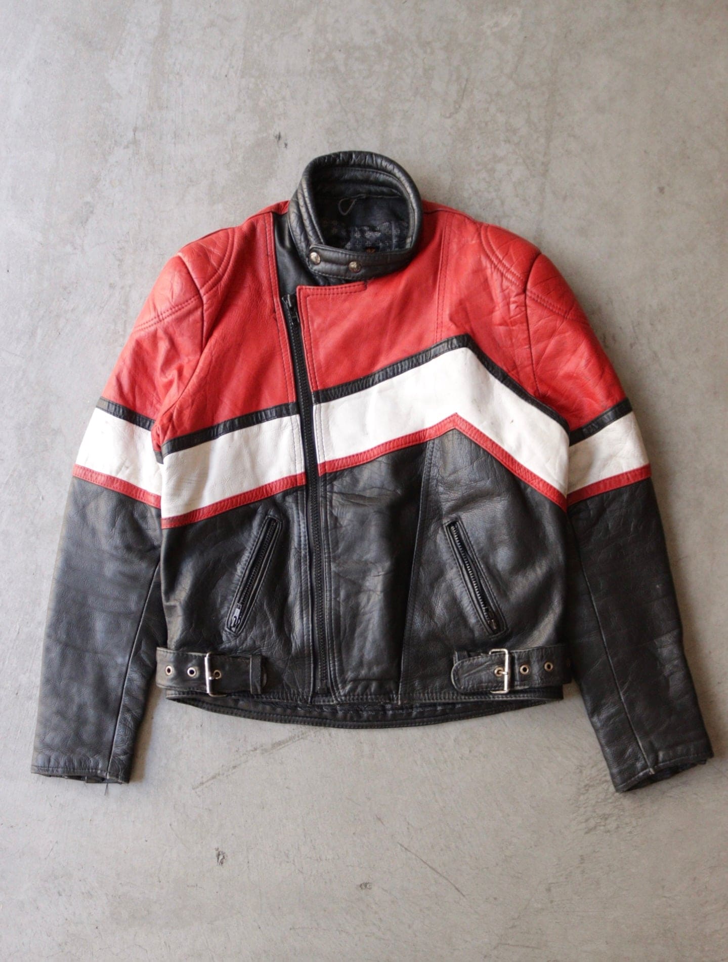 1990S RED LEATHER MOTO JACKET