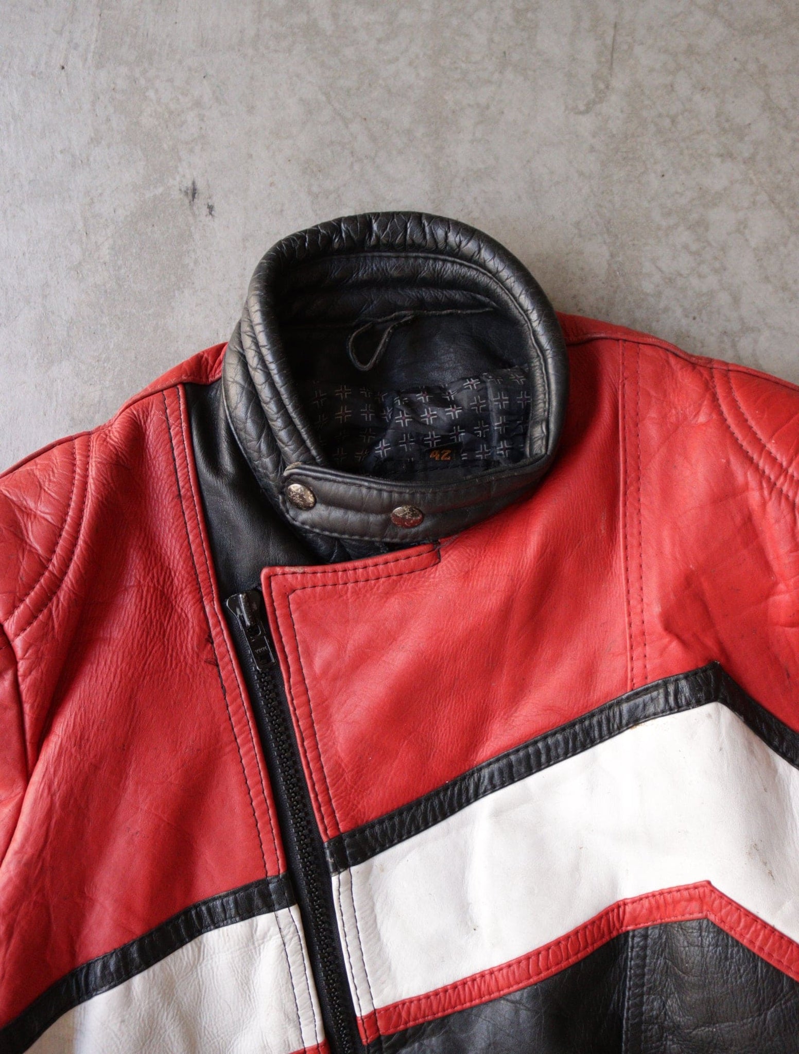 1990S RED LEATHER MOTO JACKET