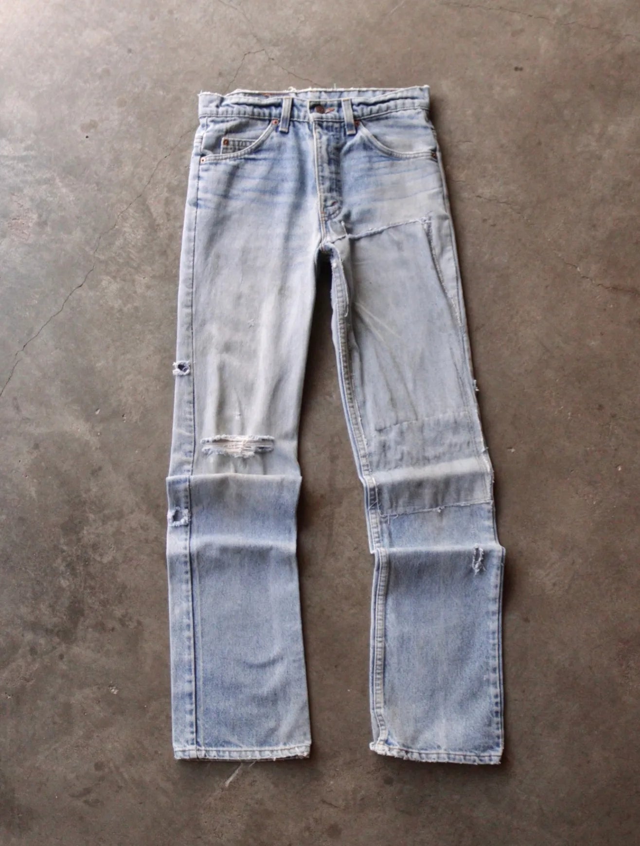 1980S DISTRESSED PACTHWORK LEVI'S DENIM PANTS