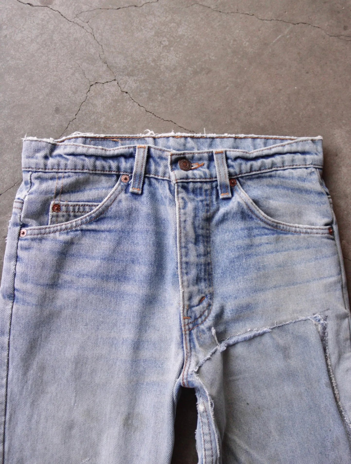 1980S DISTRESSED PACTHWORK LEVI'S DENIM PANTS