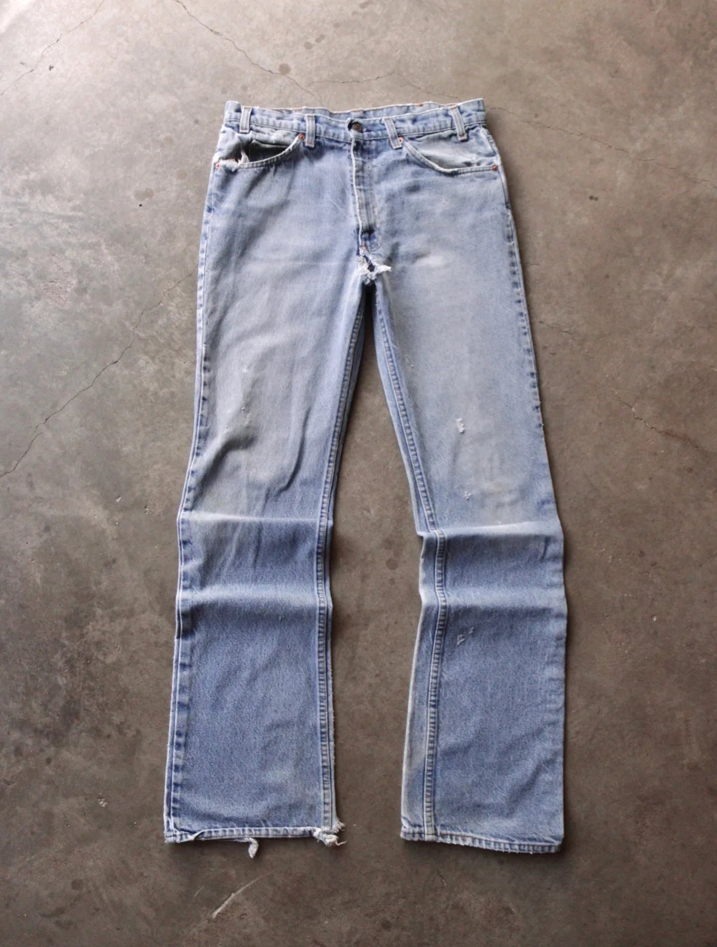 1970S LEVI'S DISTRESSED FLARED DENIM PANTS