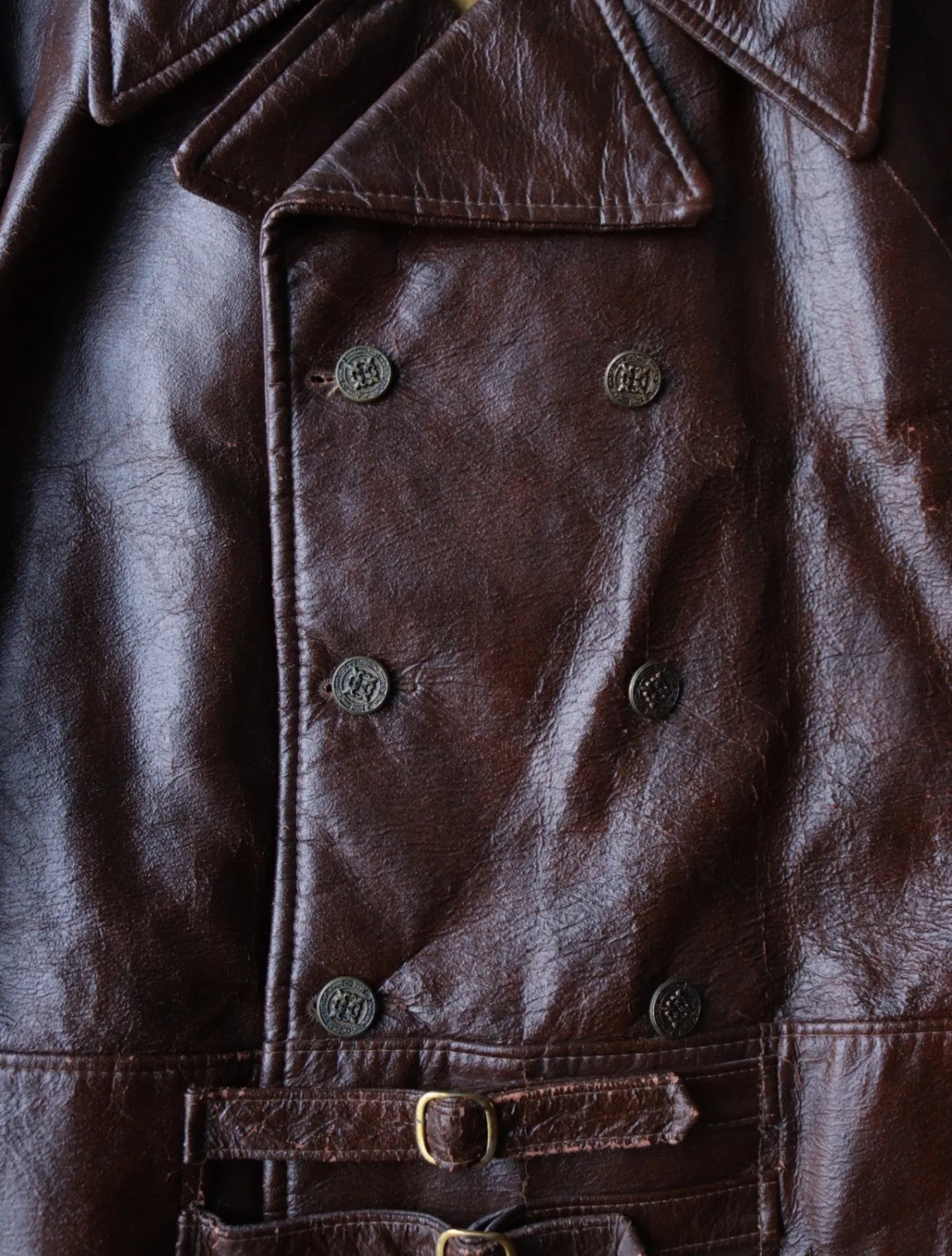 1980S FAUX LEATHER DOUBLKE BREASTED JACKET