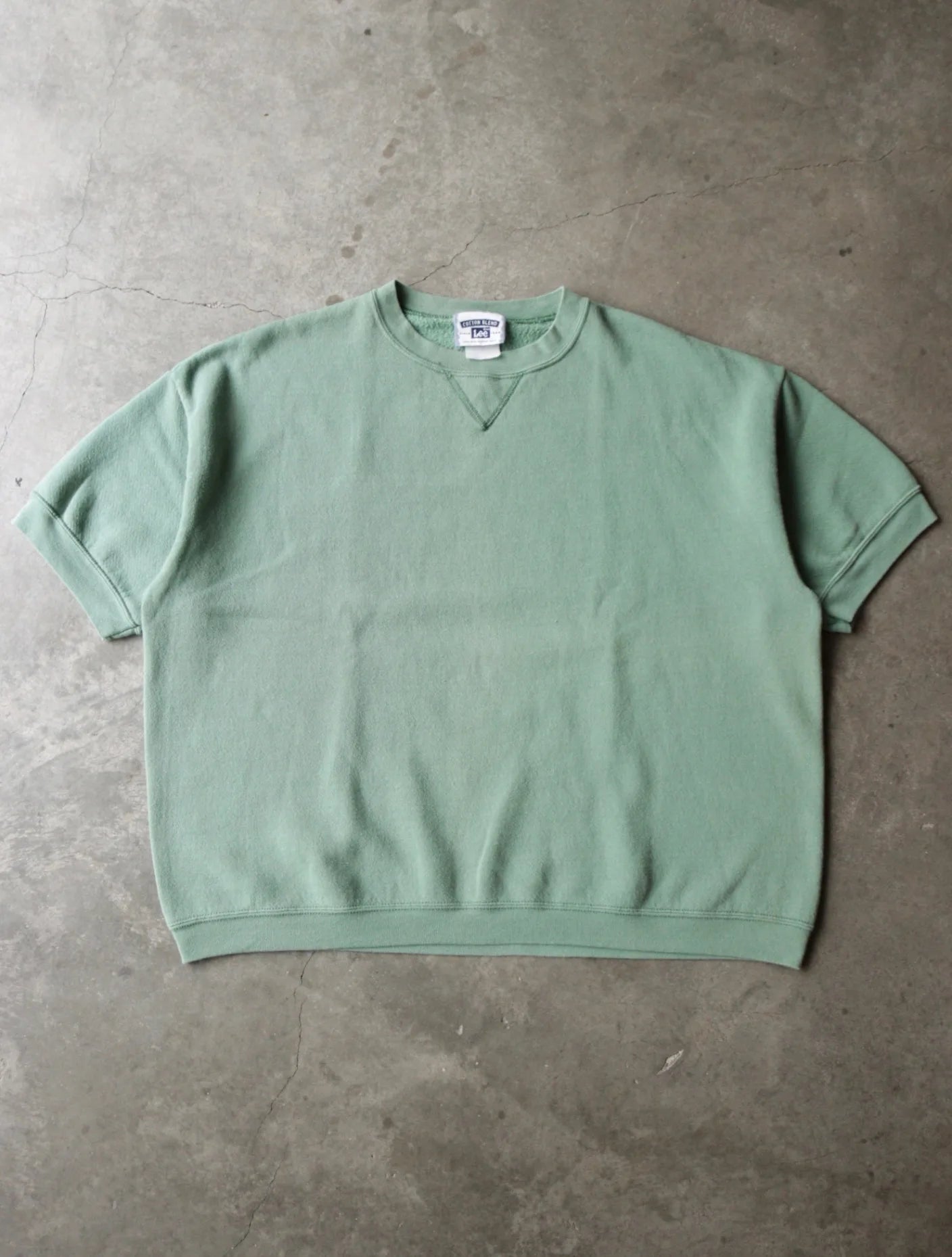 1990S FADED GREEN SHORT SLEEVE SWEATSHIRT