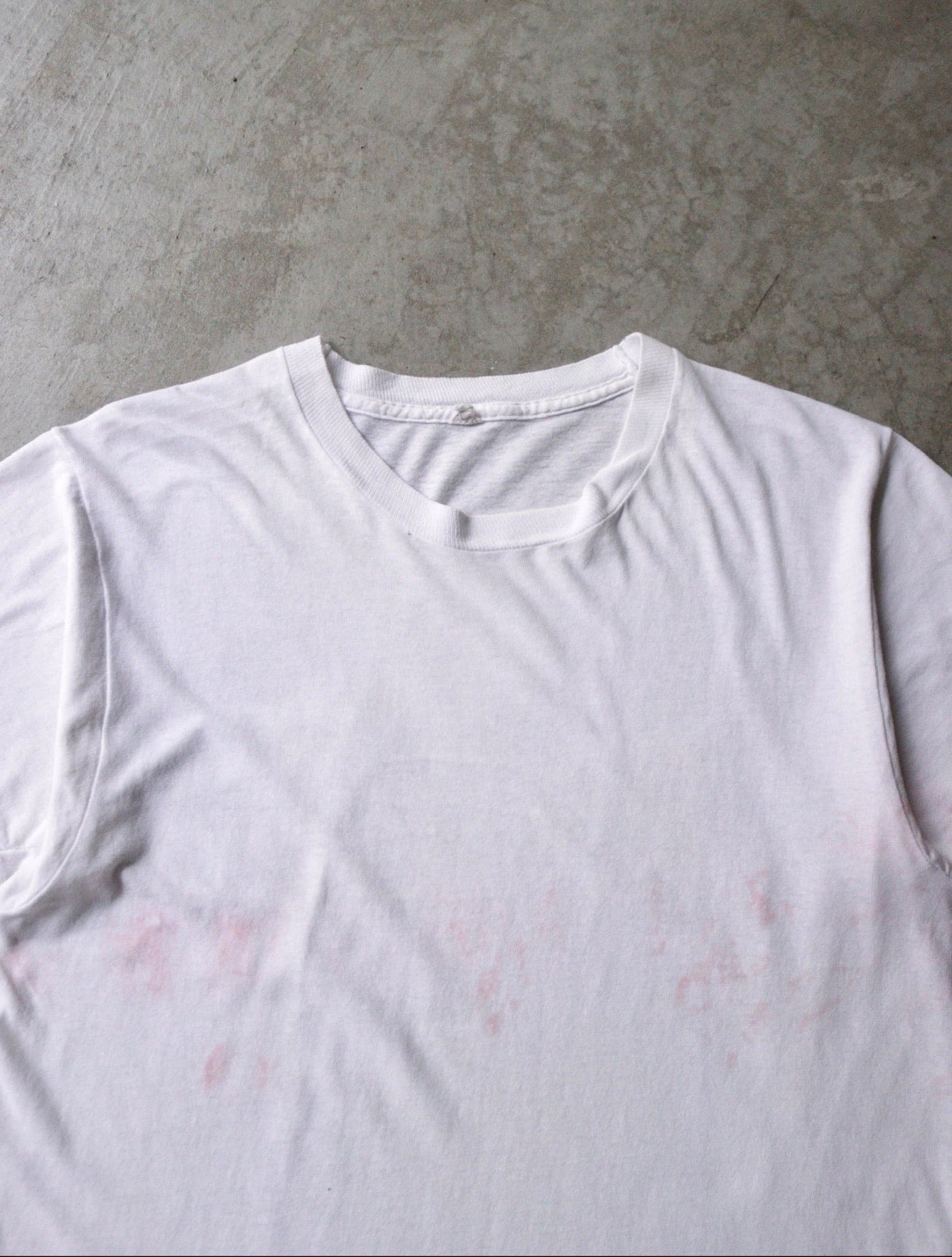 1980S WHITE BLANK STAINED TEE