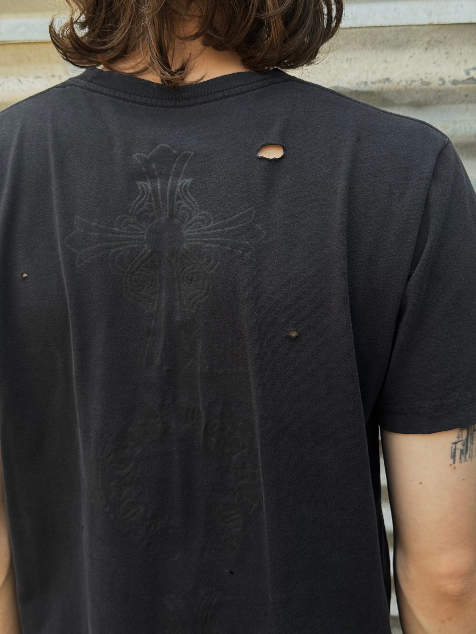 2000S CHROME HEARTS DISTRESSED BLACK/BLACK TEE