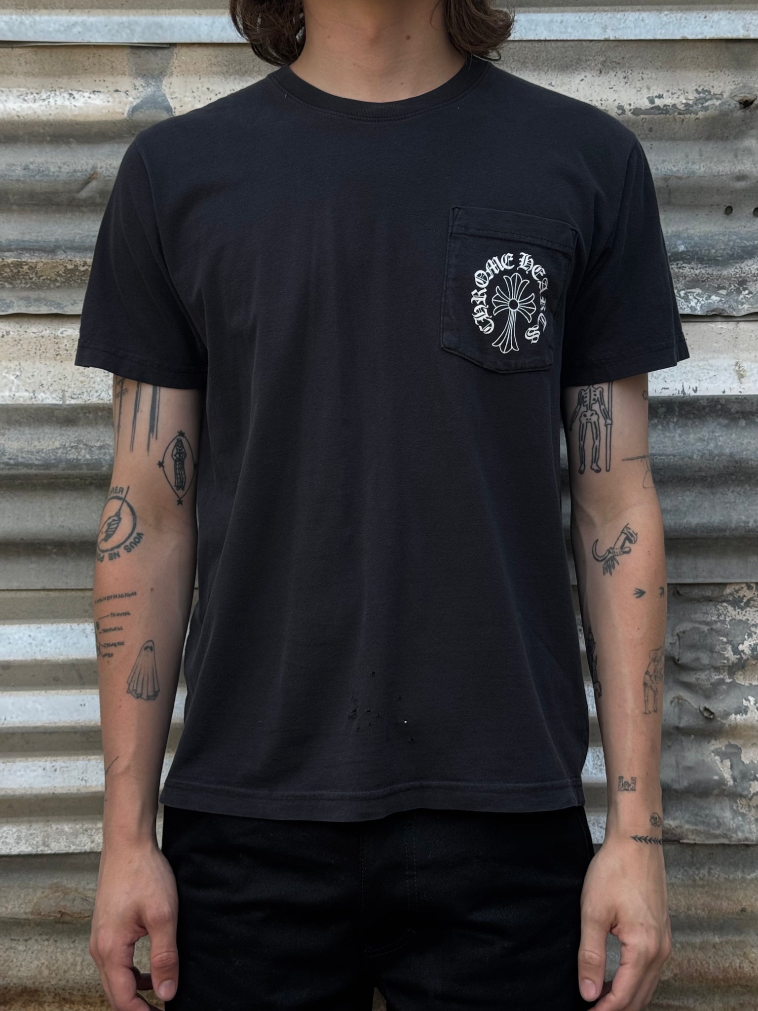 2000S CHROME HEARTS DISTRESSED BLACK/BLACK TEE