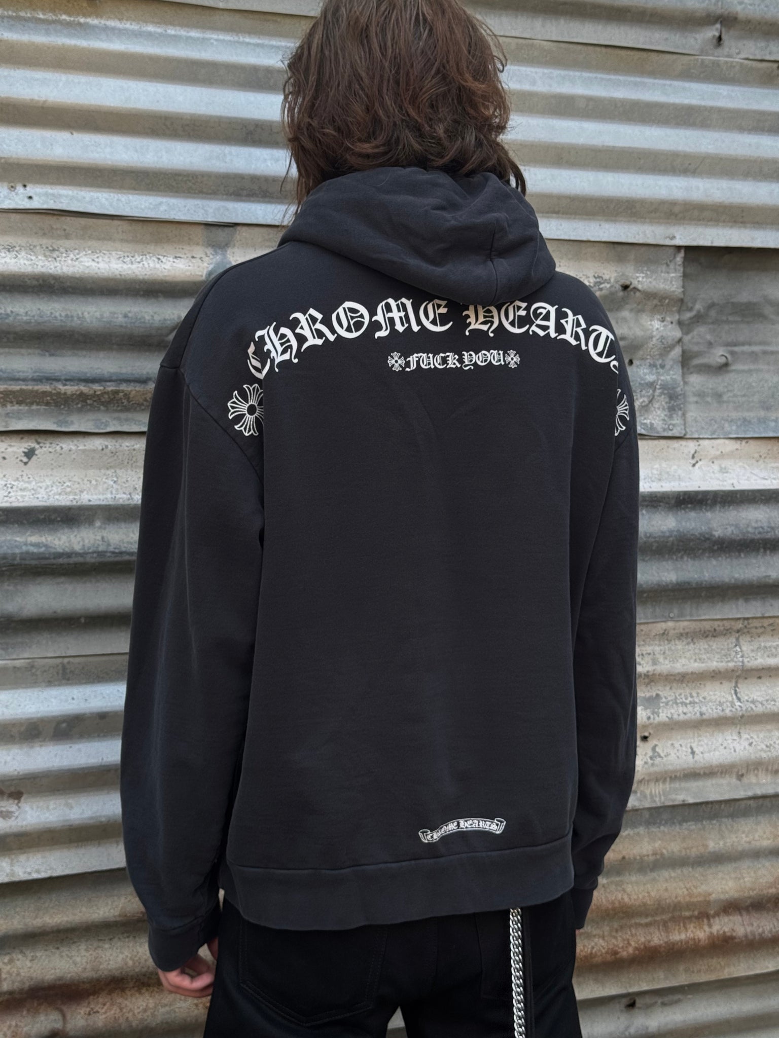 2000S CHROME HEARTS F*CK YOU BOXY HOODED SWEATSHIRT