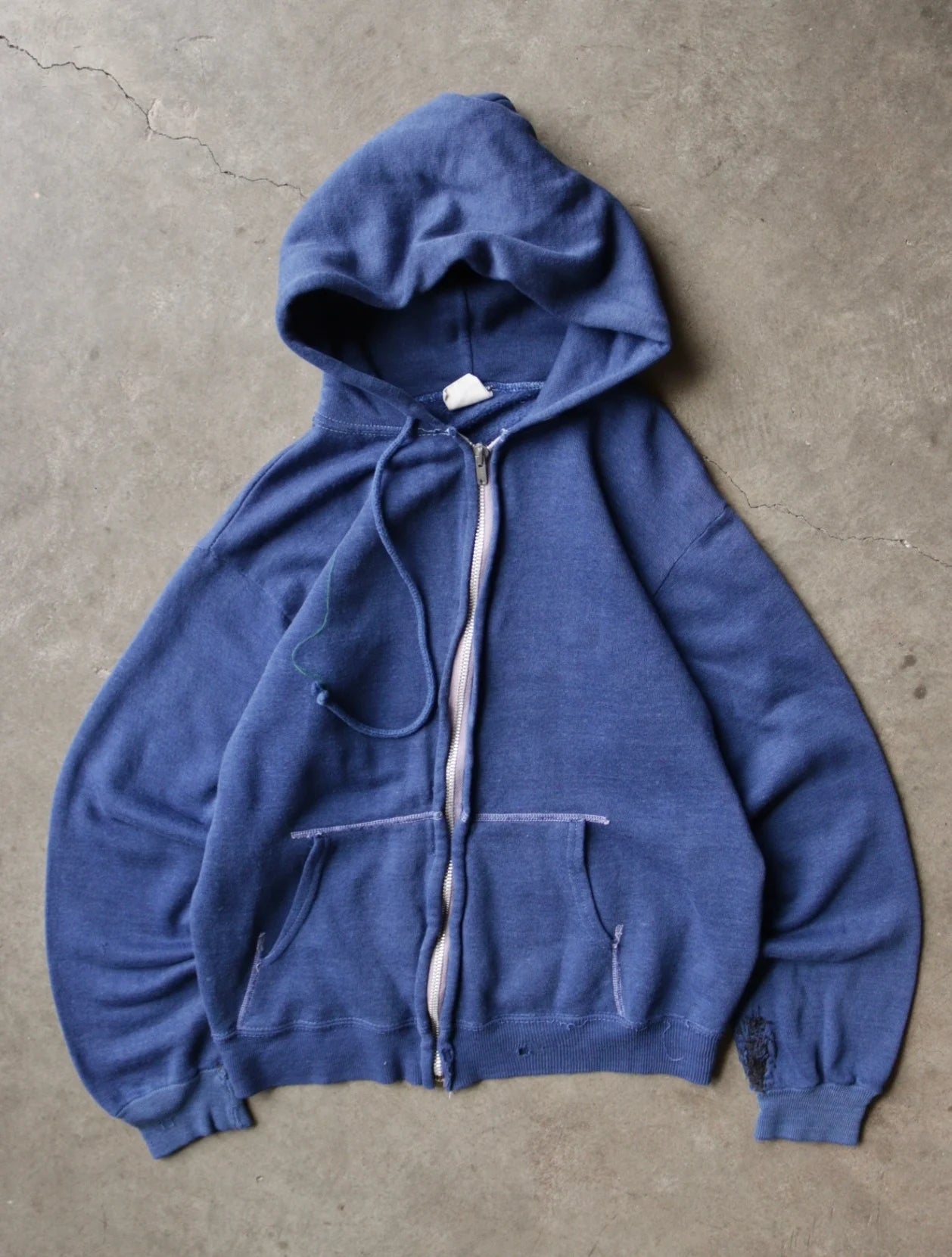 1980S REPAIRED ZIP UP HOODED SWEATSHIRT