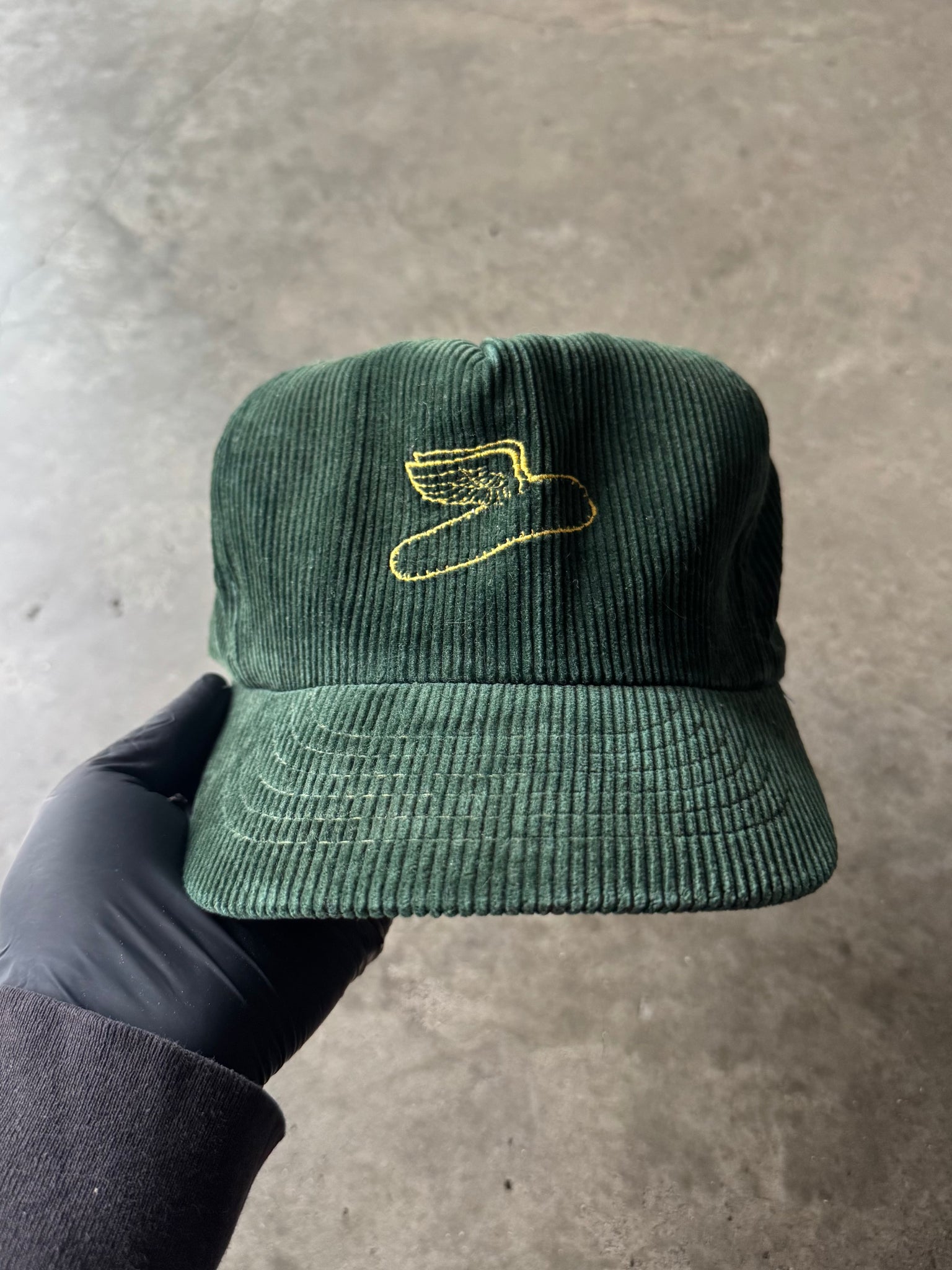 1990S CORD GREEN WINGS HAT