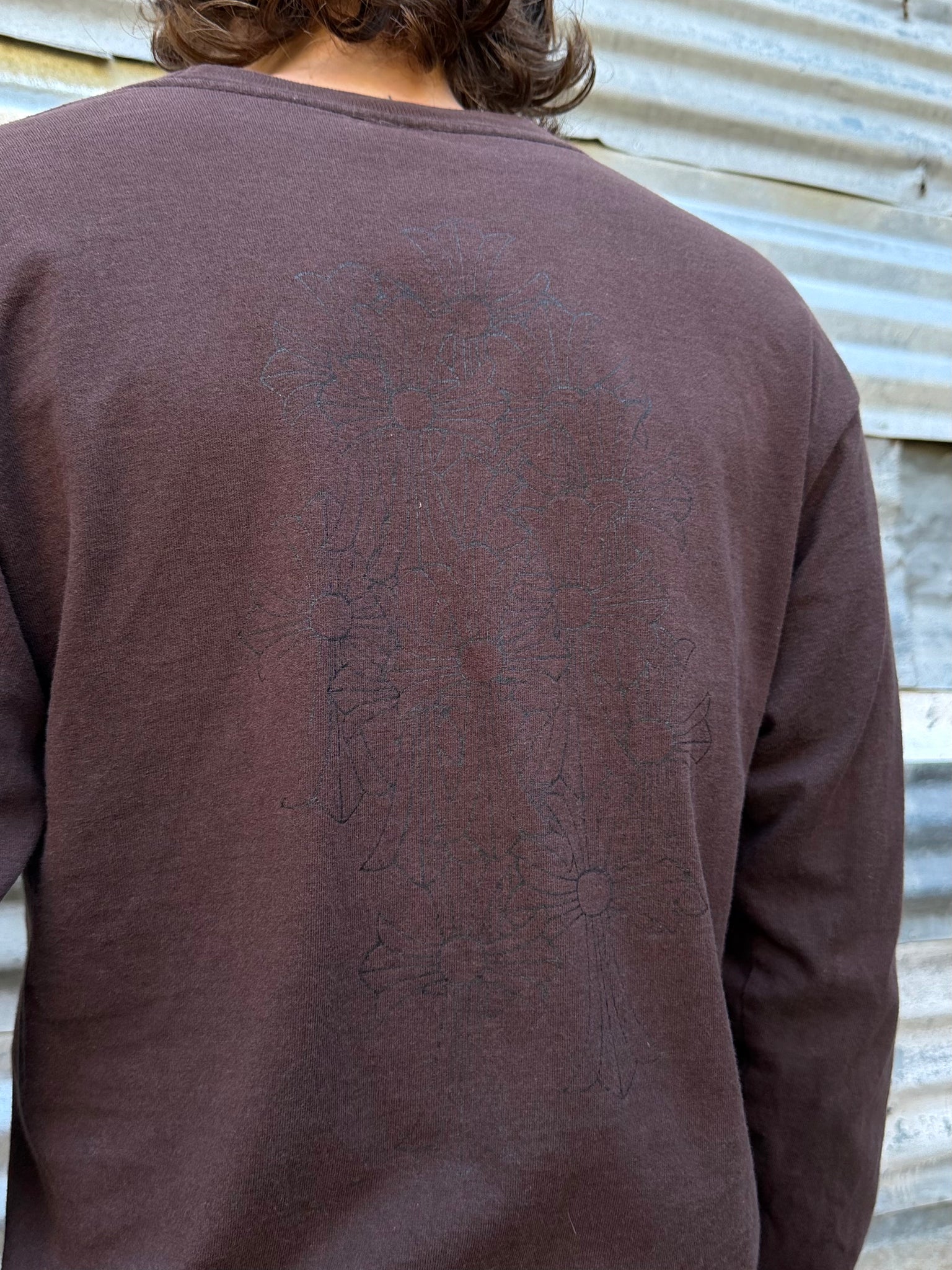 2000S CHROME HEARTS CHOCOLATE CROSSES L/S TEE