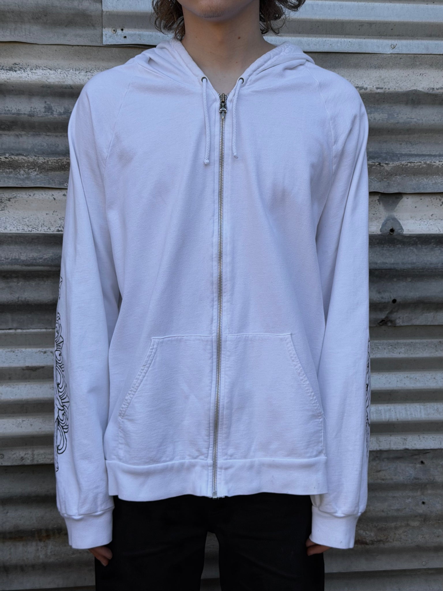 1990S CHROME HEARTS DAGGER ZIP HOODED SWEATSHIRT