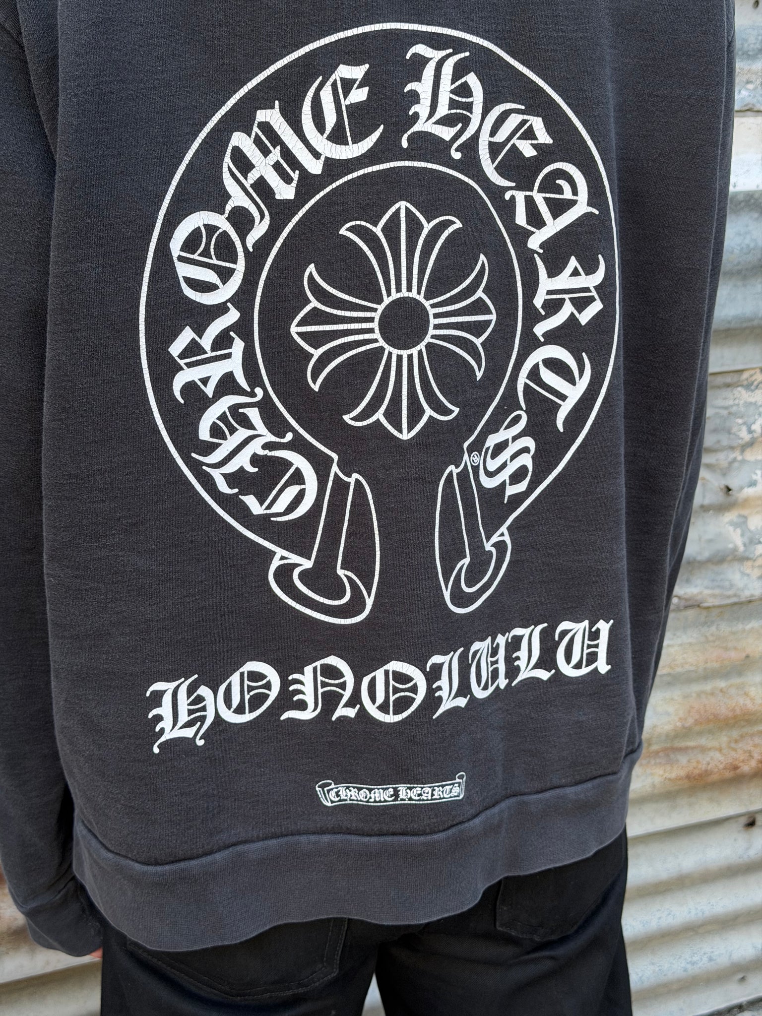 2000S CHROME HEARTS FADED HONOLULU HOODED SWEATSHIRT