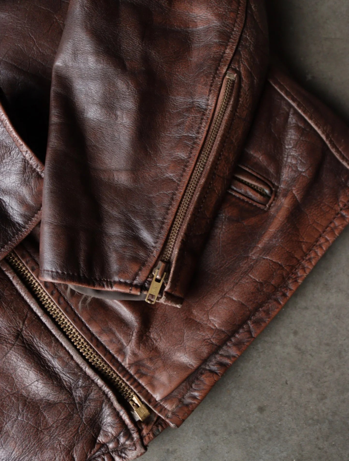 1960S LESCO FUR -LINED CAFE RACER FADED LEATHER JACKET