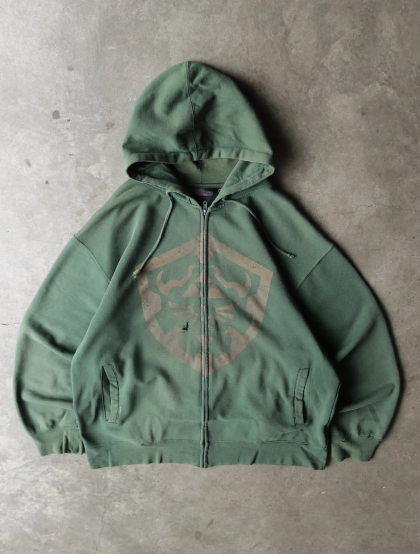 2000S ZELDA GREEN HOODED ZIP UP SWEATSHIRT