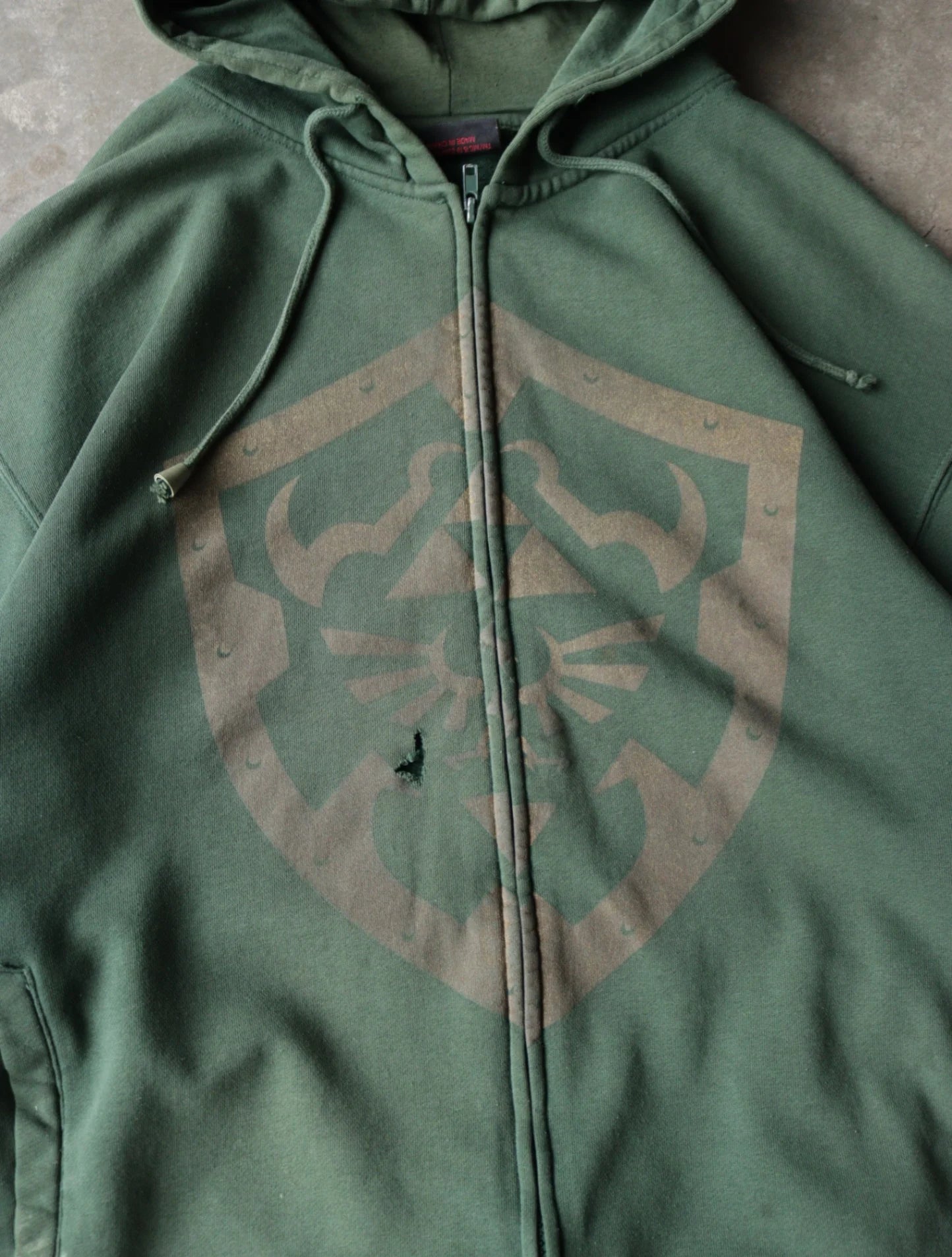 2000S ZELDA GREEN HOODED ZIP UP SWEATSHIRT