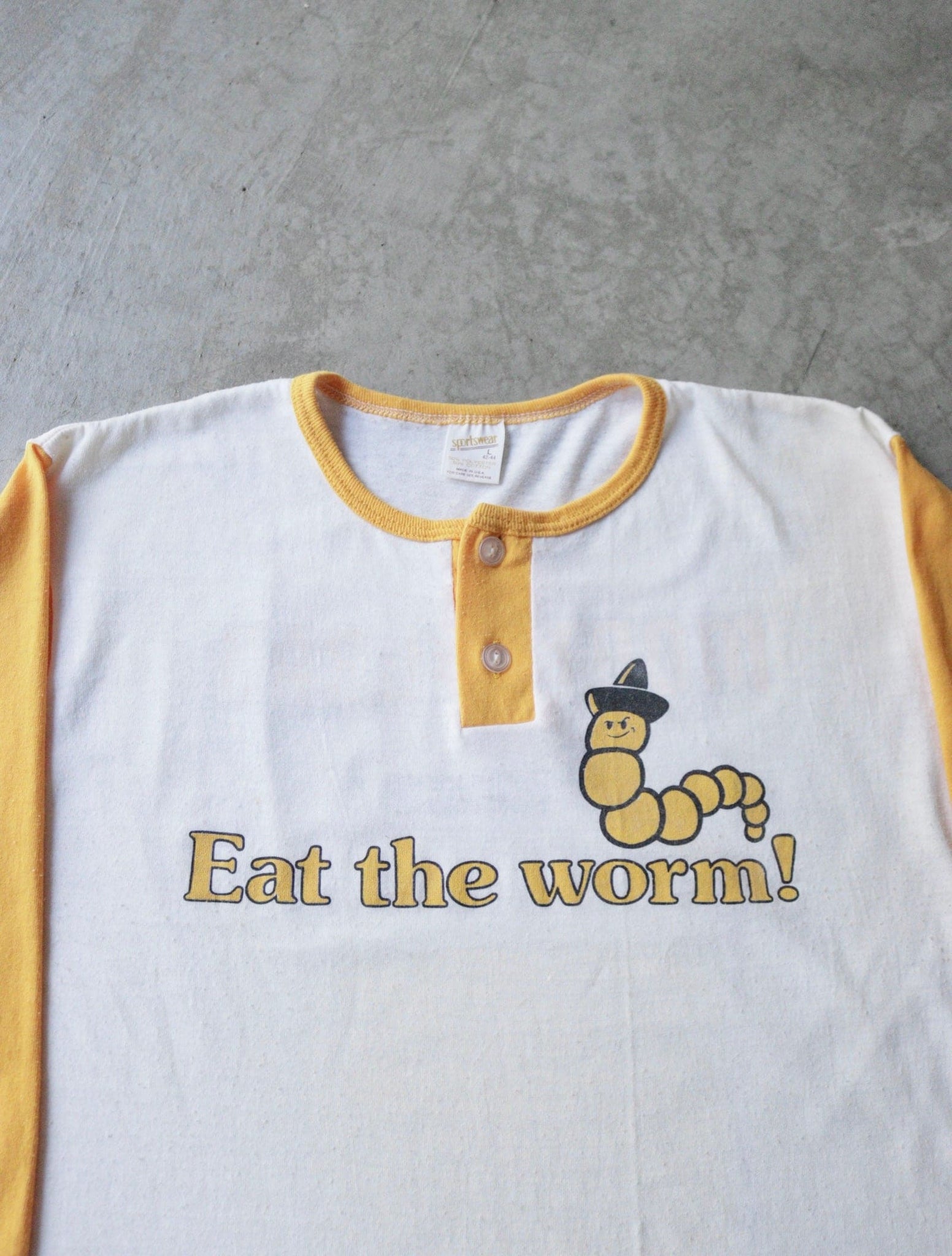 1980S EAT THE WORM TWO TONE TEE