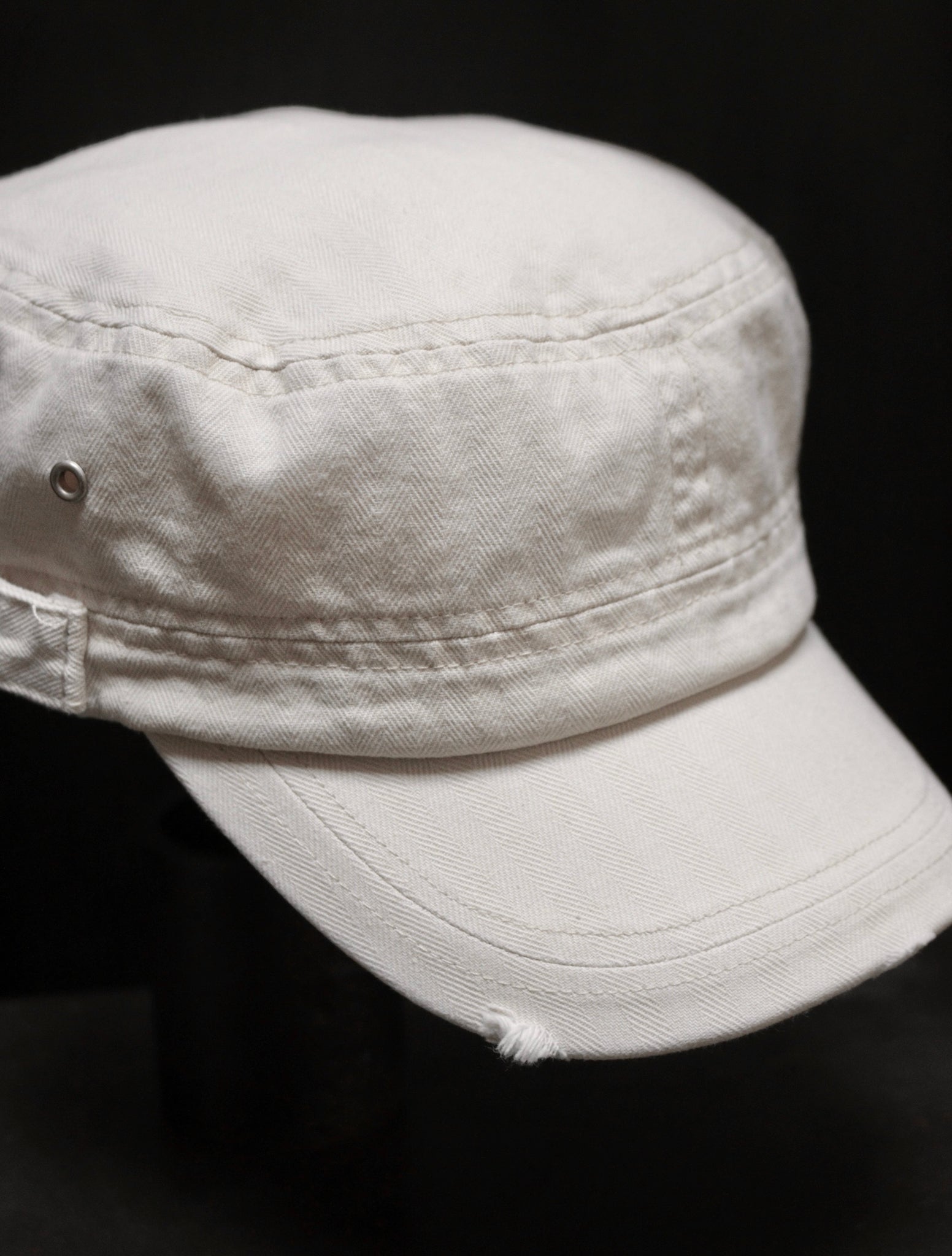 TWO FOLD HBT SUN FADED CADET HAT - BONE WHITE