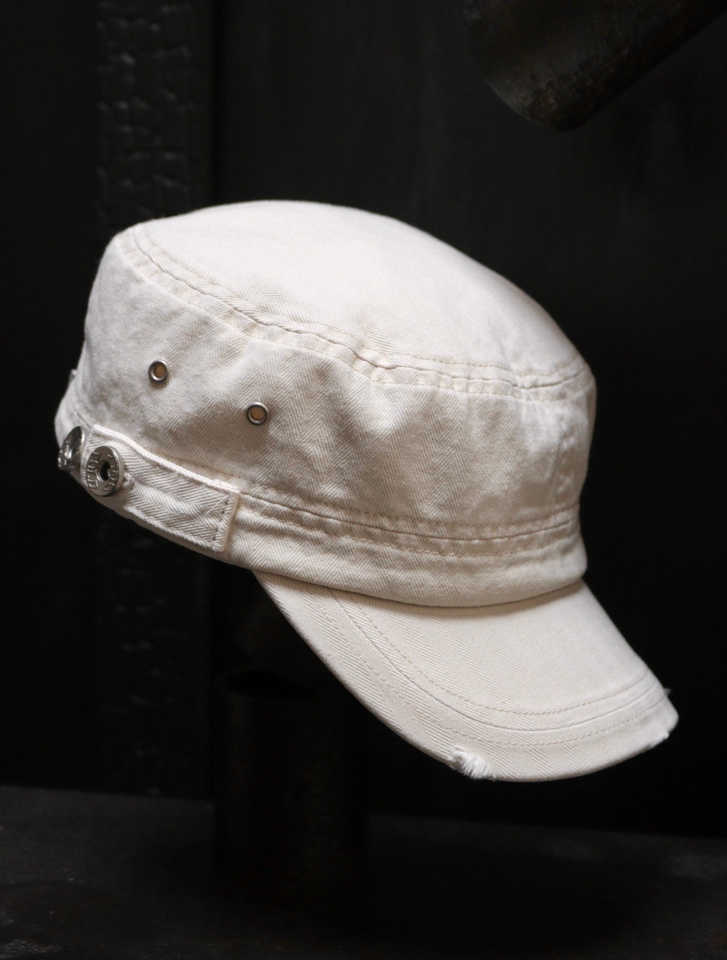 TWO FOLD HBT SUN FADED CADET HAT - BONE WHITE