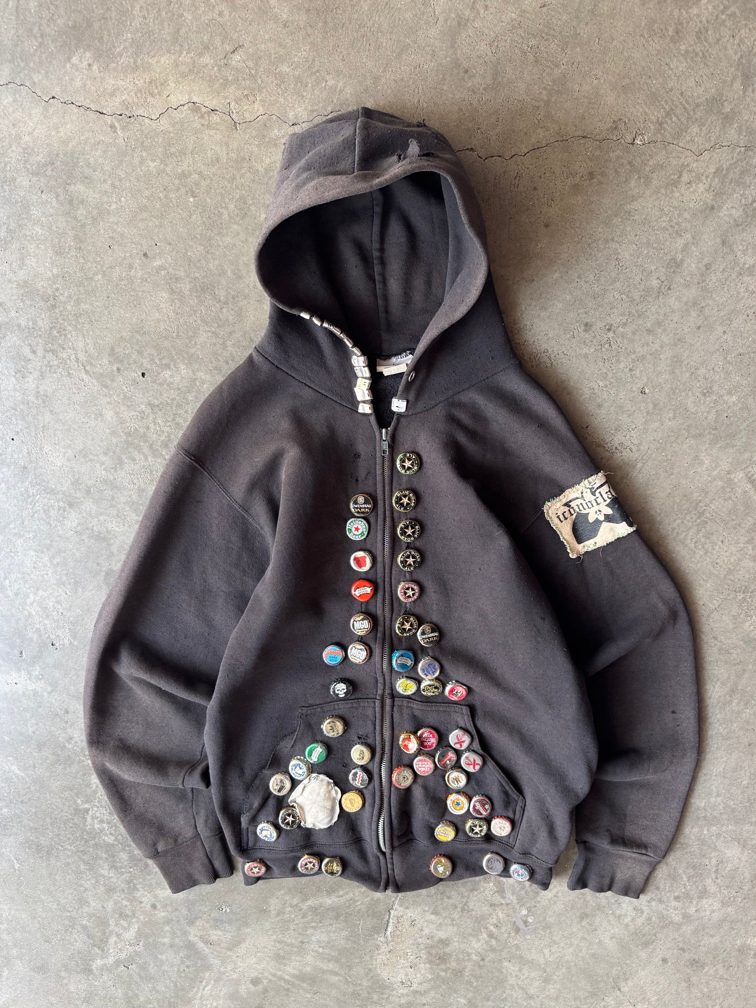1990S OG CRUST PUNK ZIP UP HOODED SWEATSHIRT